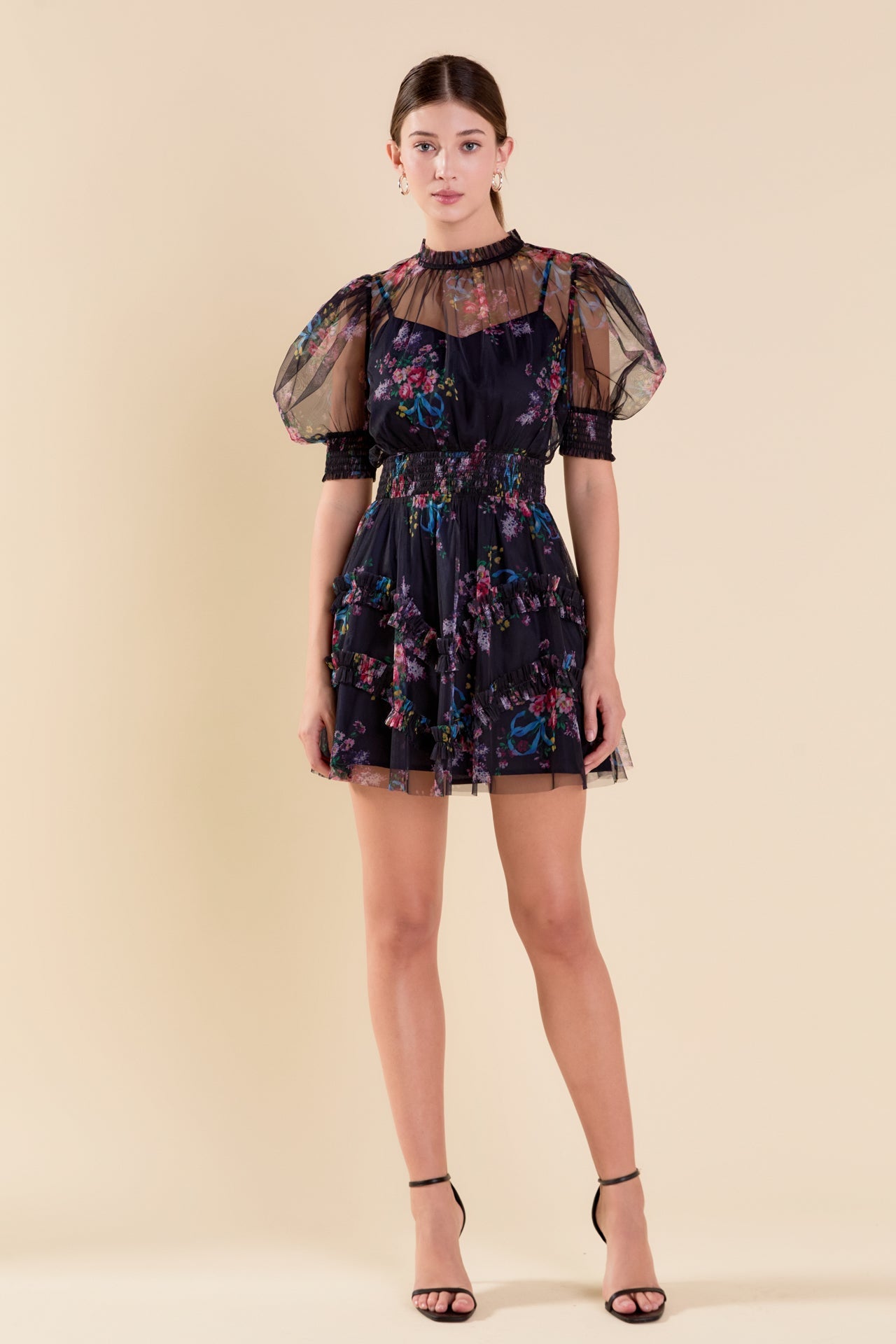 ENDLESS ROSE - Ruffled Mesh Mini Dress - DRESSES available at Objectrare