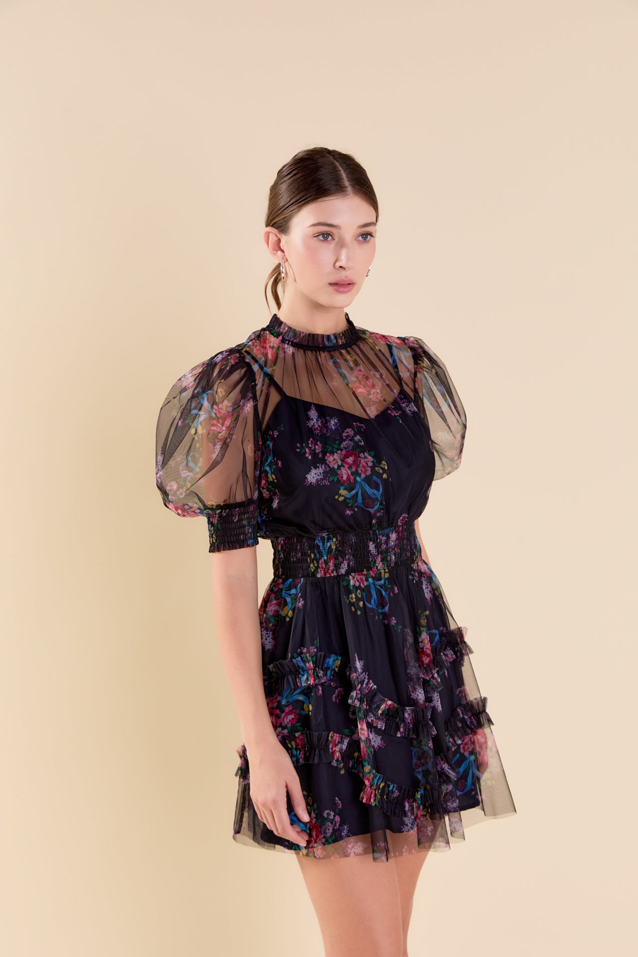 ENDLESS ROSE - Ruffled Mesh Mini Dress - DRESSES available at Objectrare