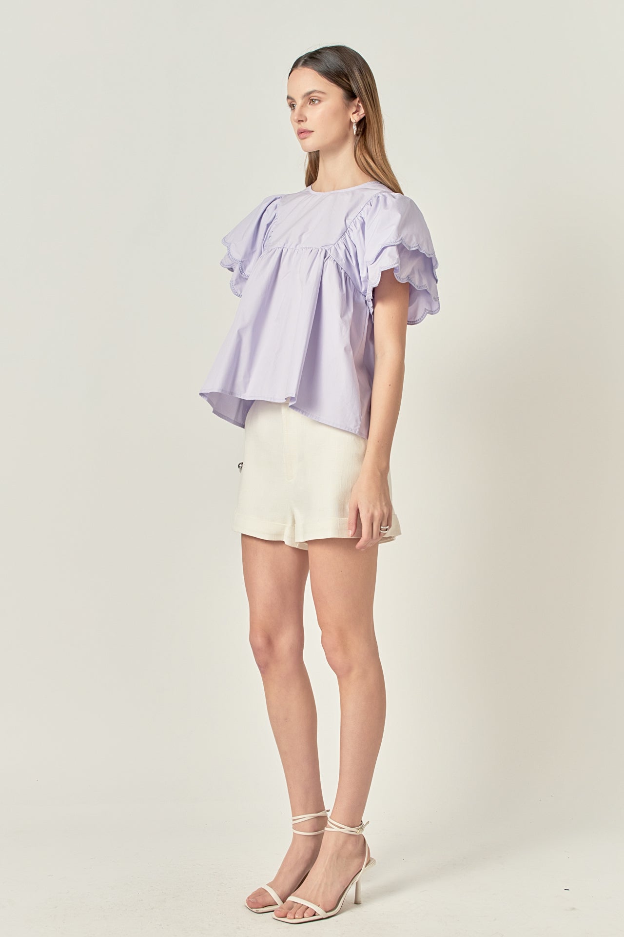 ENGLISH FACTORY - Scallop Hem Sleeve Top - TOPS available at Objectrare
