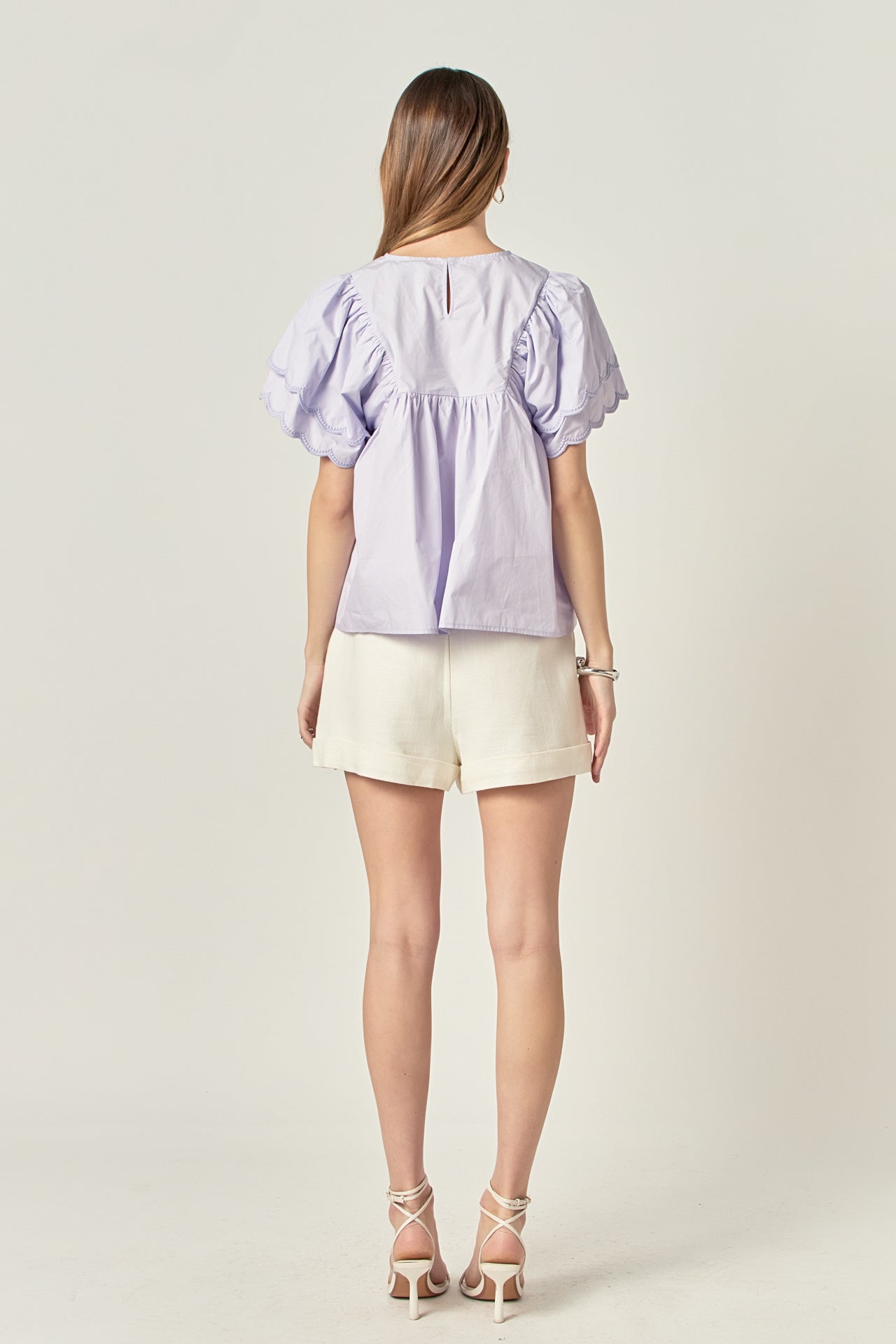 ENGLISH FACTORY - Scallop Hem Sleeve Top - TOPS available at Objectrare
