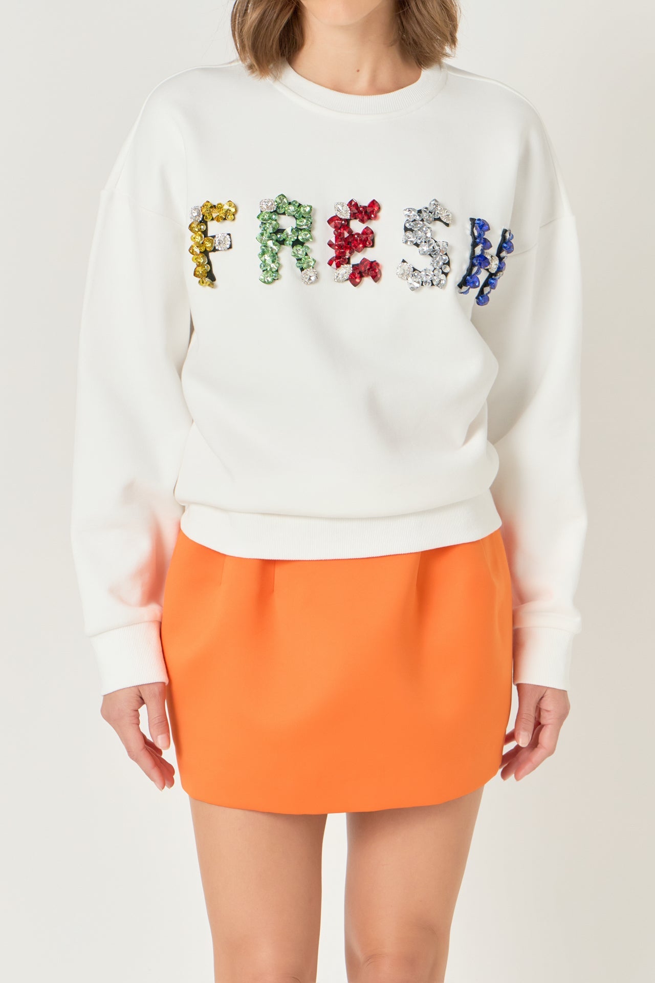 ENDLESS ROSE - Color Letter Patch Sweatshirt - TOPS available at Objectrare