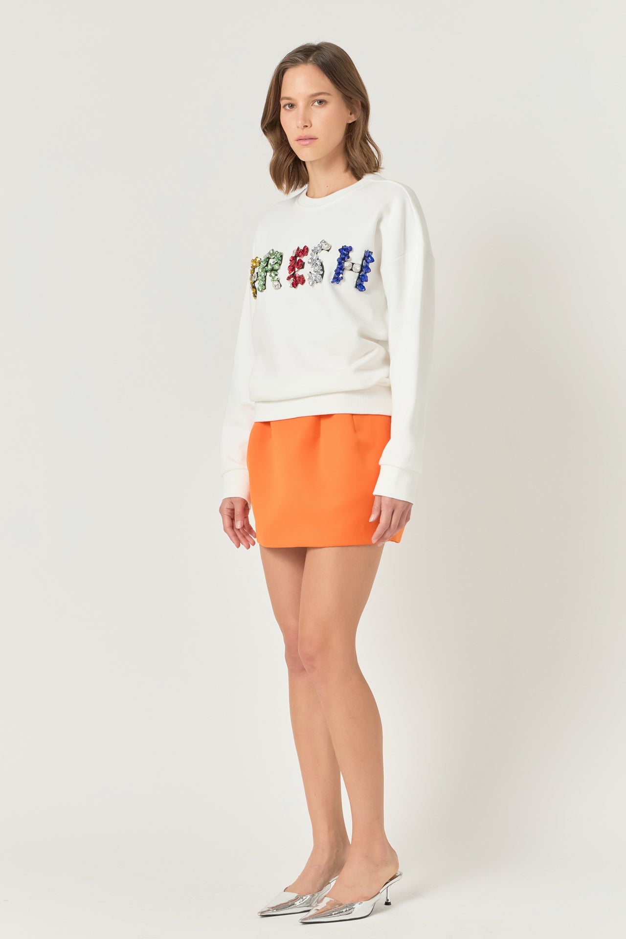 ENDLESS ROSE - Color Letter Patch Sweatshirt - TOPS available at Objectrare