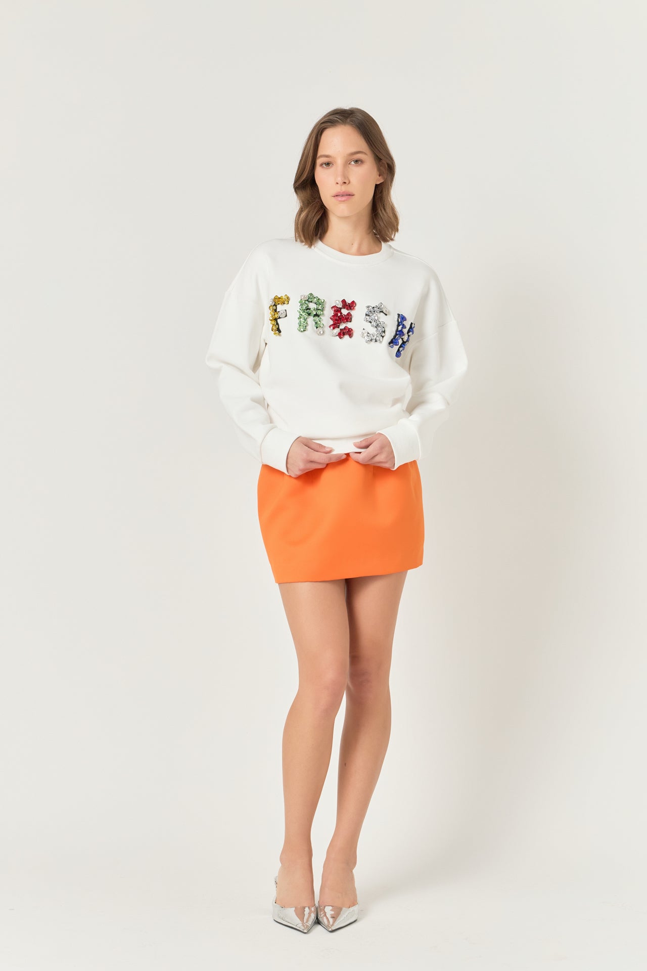 ENDLESS ROSE - Color Letter Patch Sweatshirt - TOPS available at Objectrare