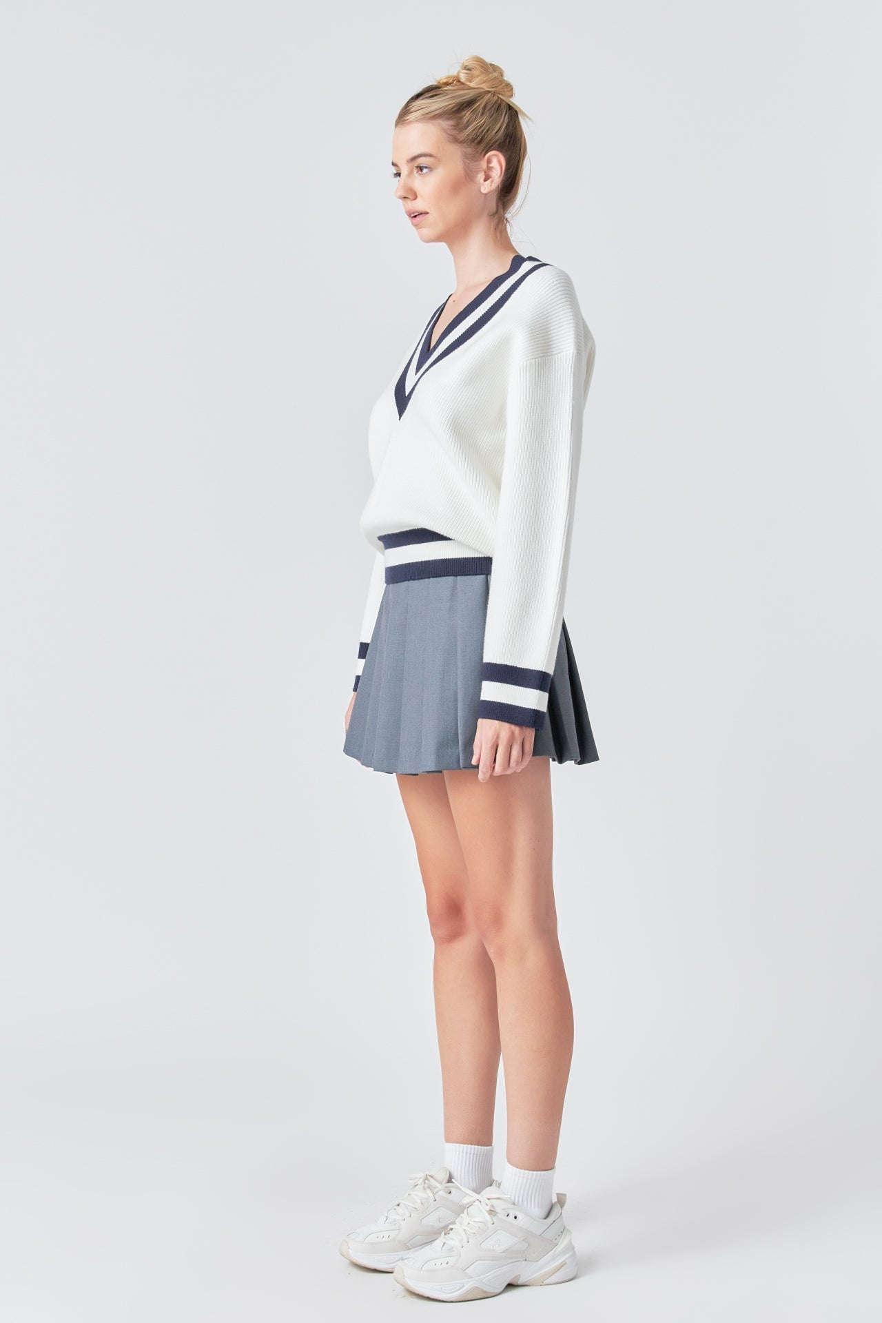 GREY LAB - Striped V-neck Knit Sweater - SWEATERS & KNITS available at Objectrare