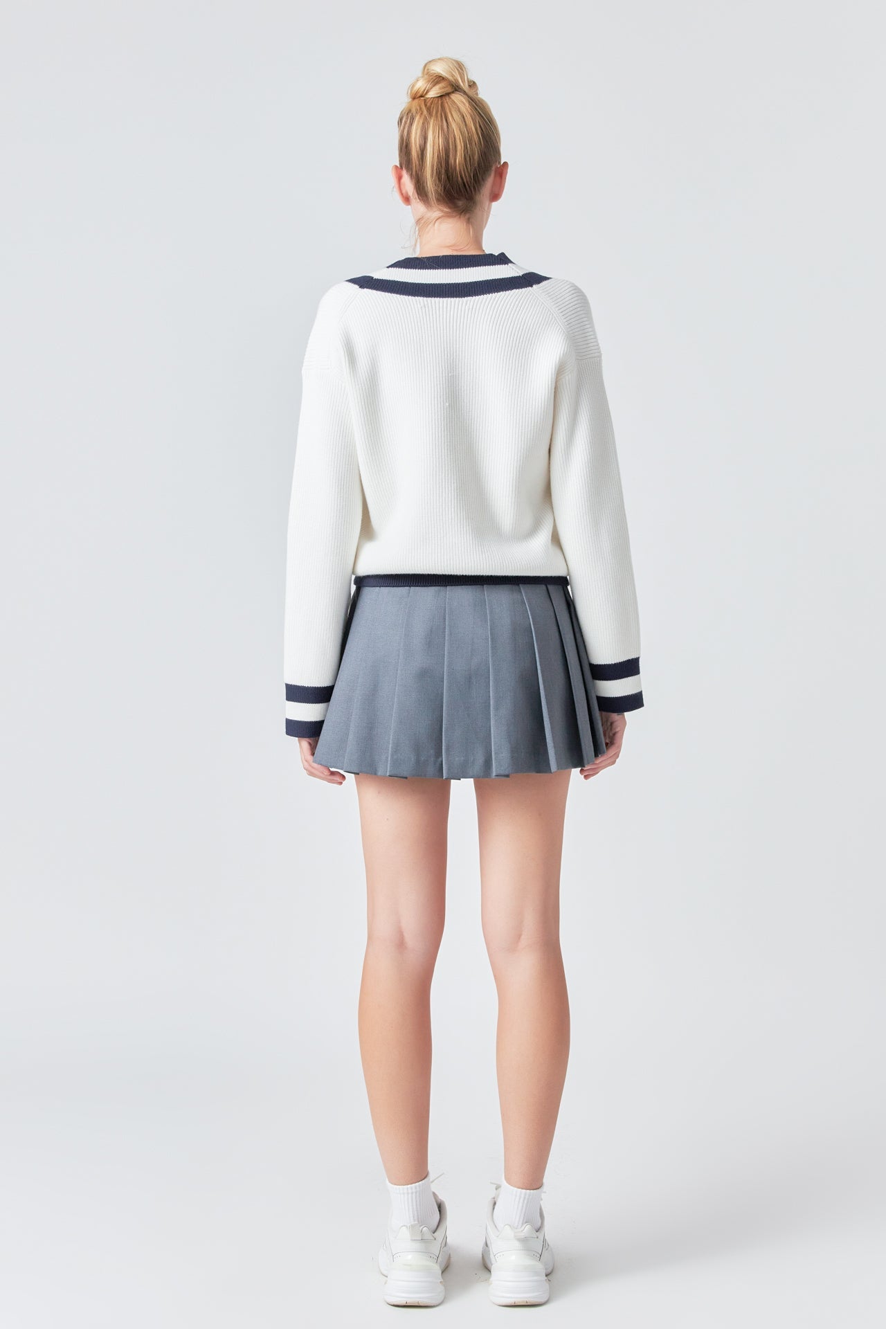 GREY LAB - Striped V-neck Knit Sweater - SWEATERS & KNITS available at Objectrare