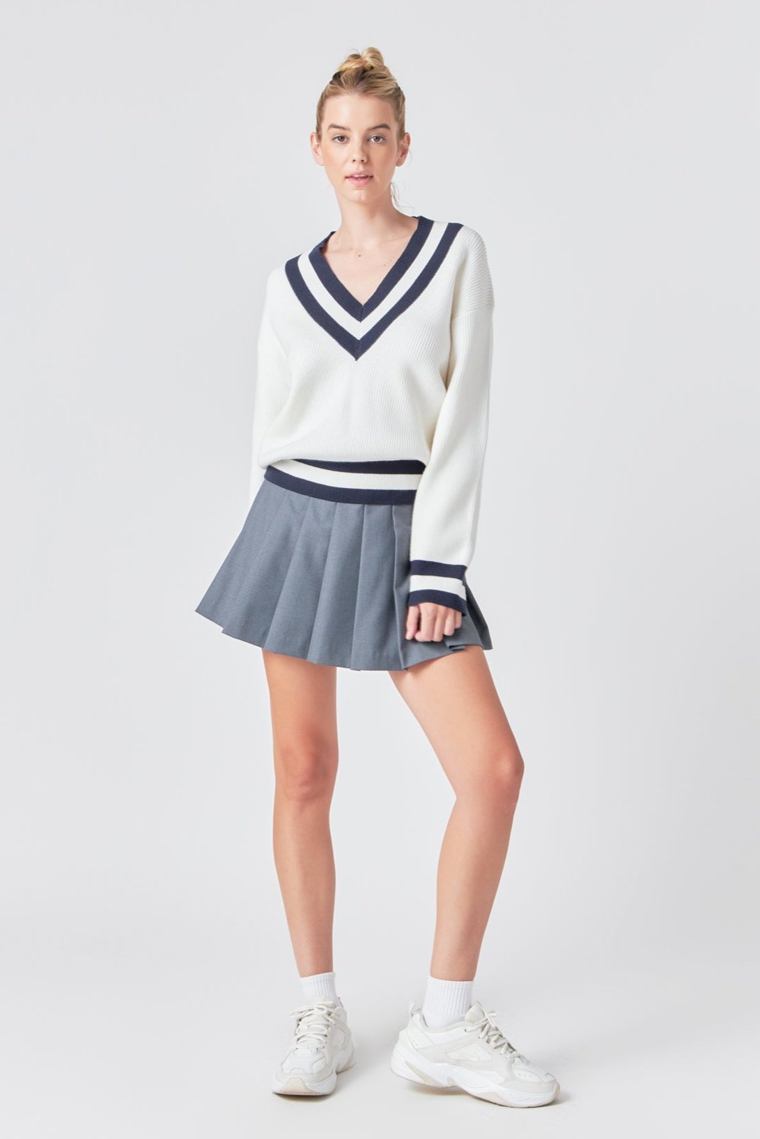 GREY LAB - Striped V-neck Knit Sweater - SWEATERS & KNITS available at Objectrare
