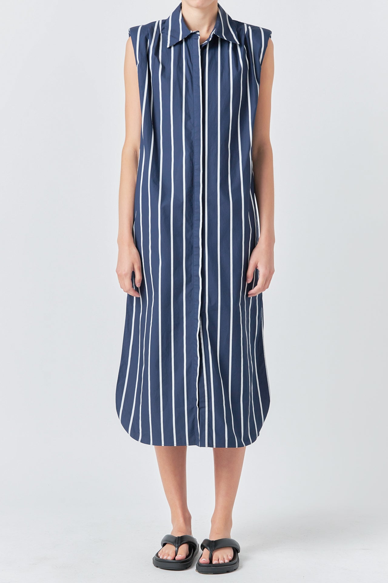 GREY LAB - Striped Sleeveless Maxi Shirt Dress - DRESSES available at Objectrare