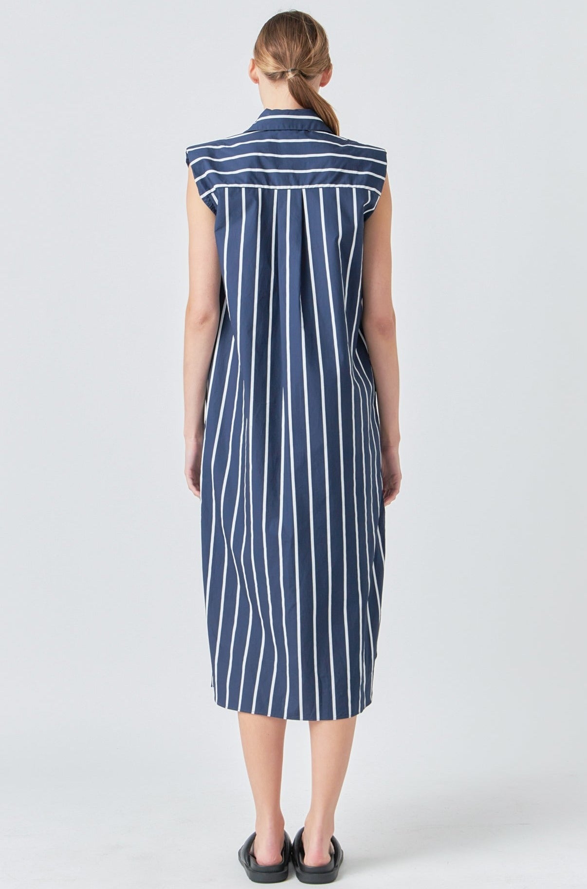 GREY LAB - Striped Sleeveless Maxi Shirt Dress - DRESSES available at Objectrare