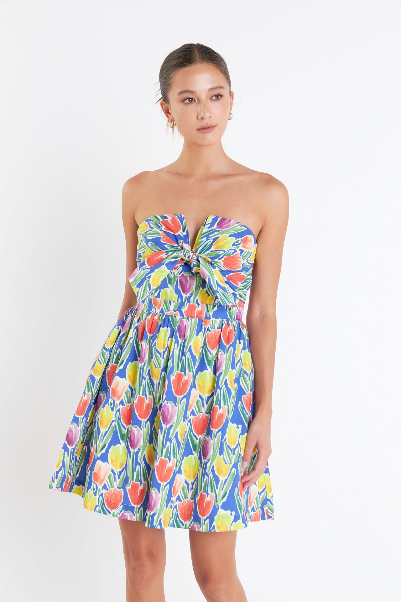 ENGLISH FACTORY - Front Tie Bustier Mini Dress - DRESSES available at Objectrare