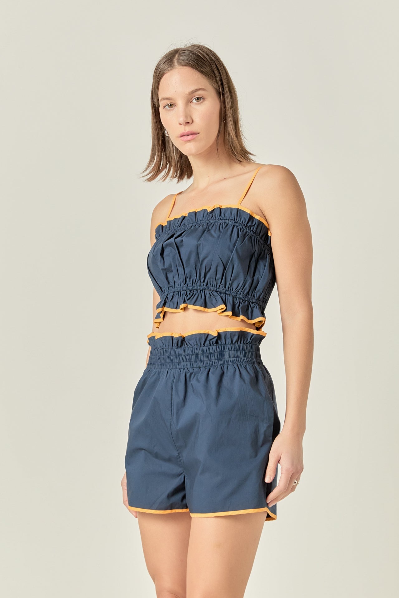 Cropped Top with Colorblock Binding