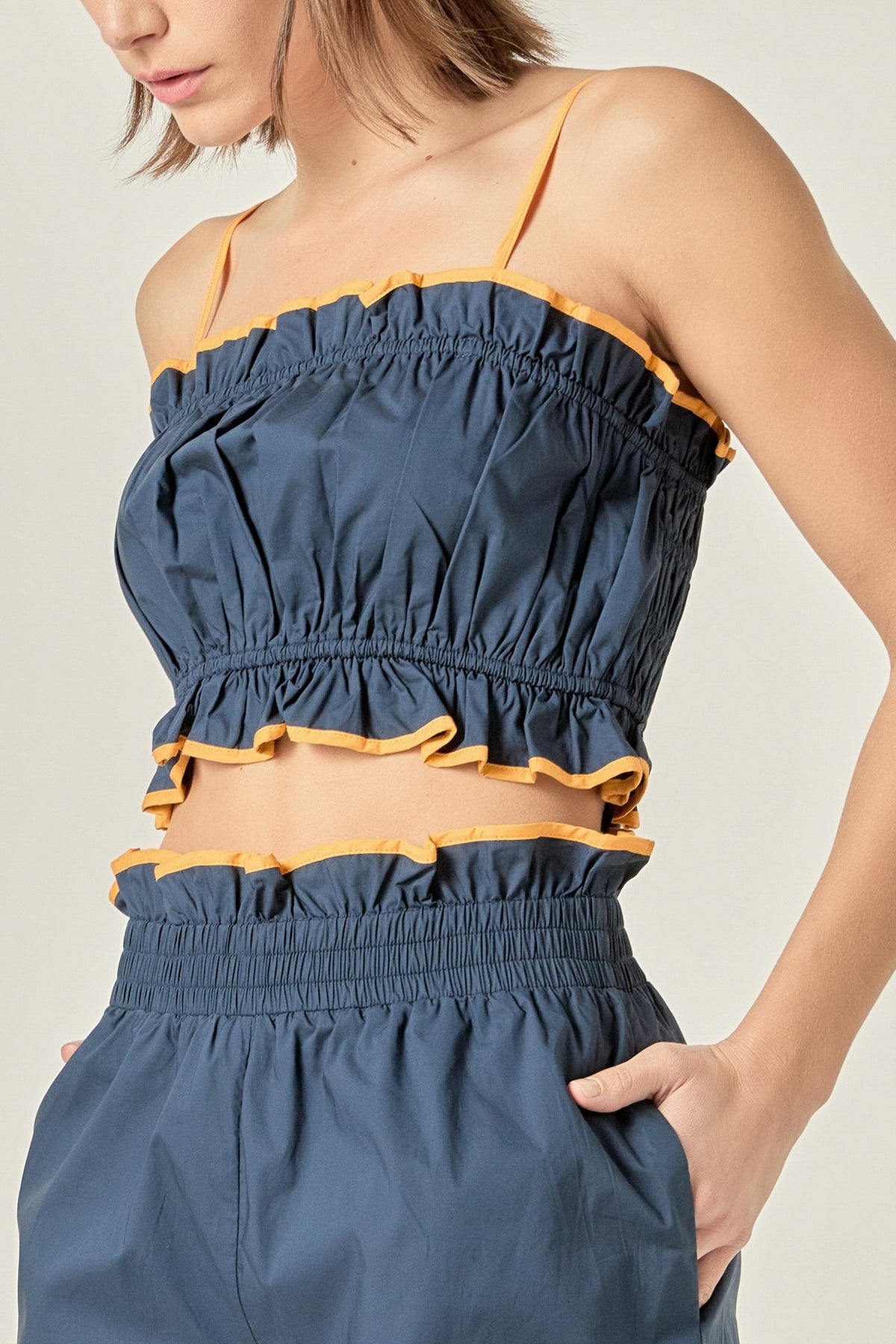 ENGLISH FACTORY - Cropped Top with Colorblock Binding - TOPS available at Objectrare