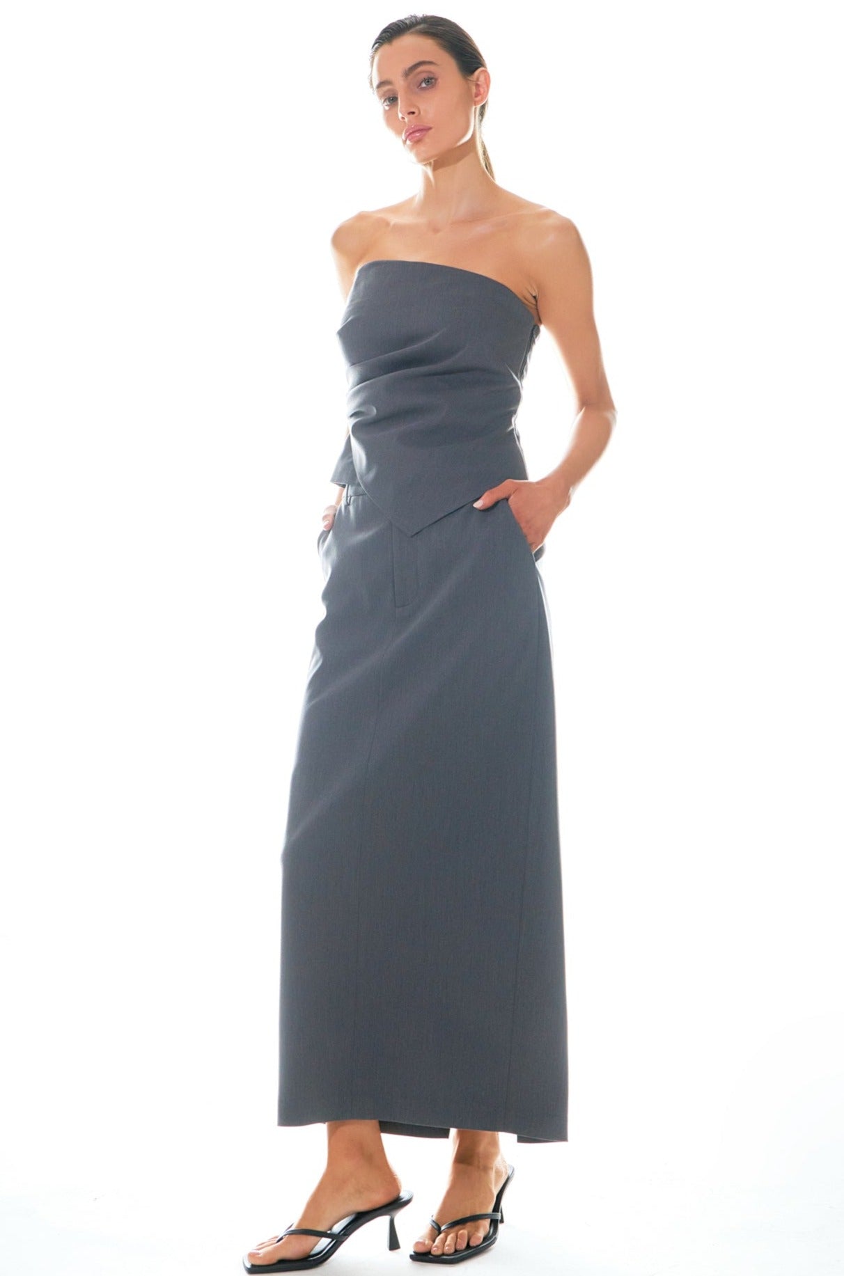 GREY LAB - Mid-Waisted Maxi Skirt - SKIRTS available at Objectrare