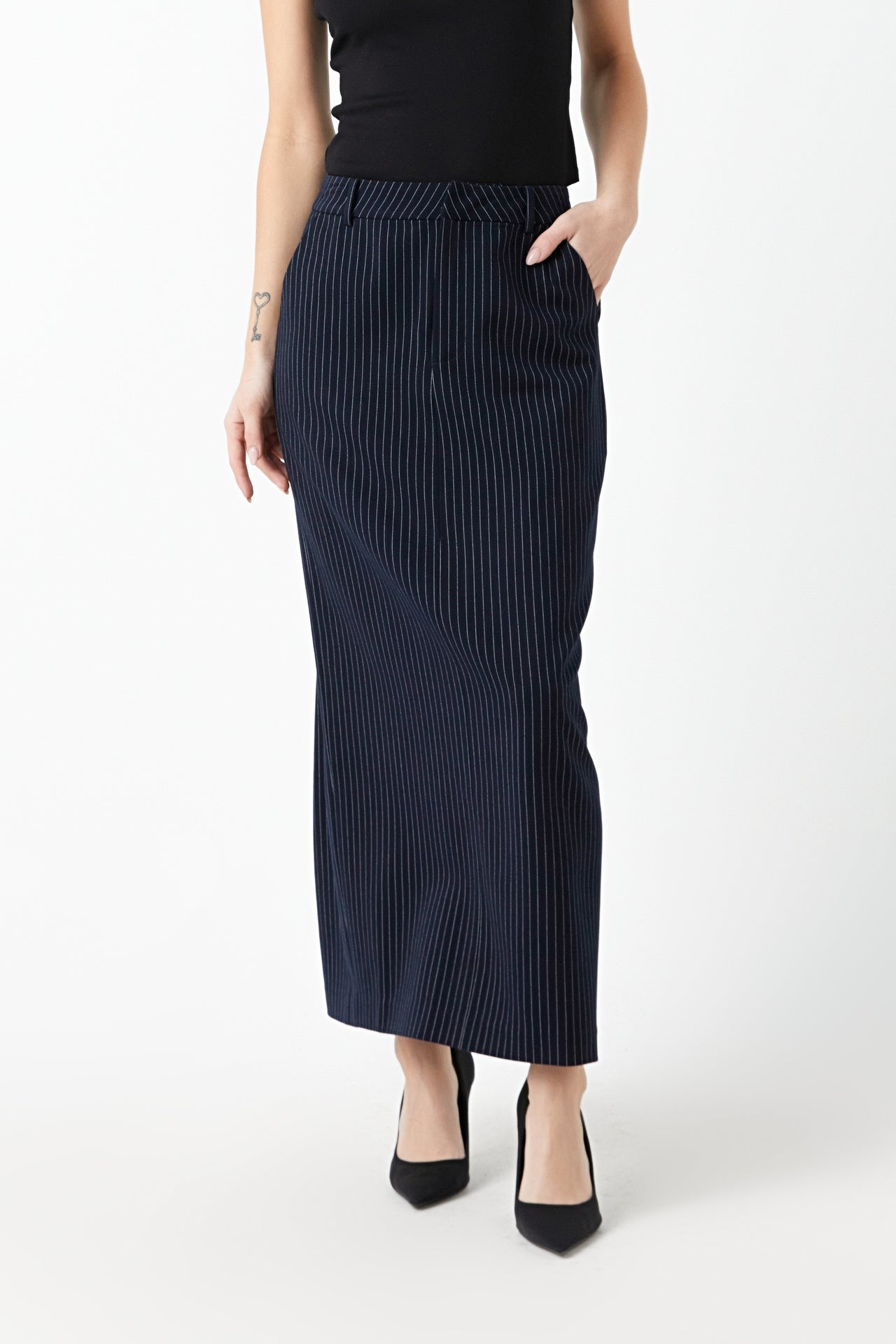 GREY LAB - Mid-Waisted Striped Maxi Skirt - SKIRTS available at Objectrare