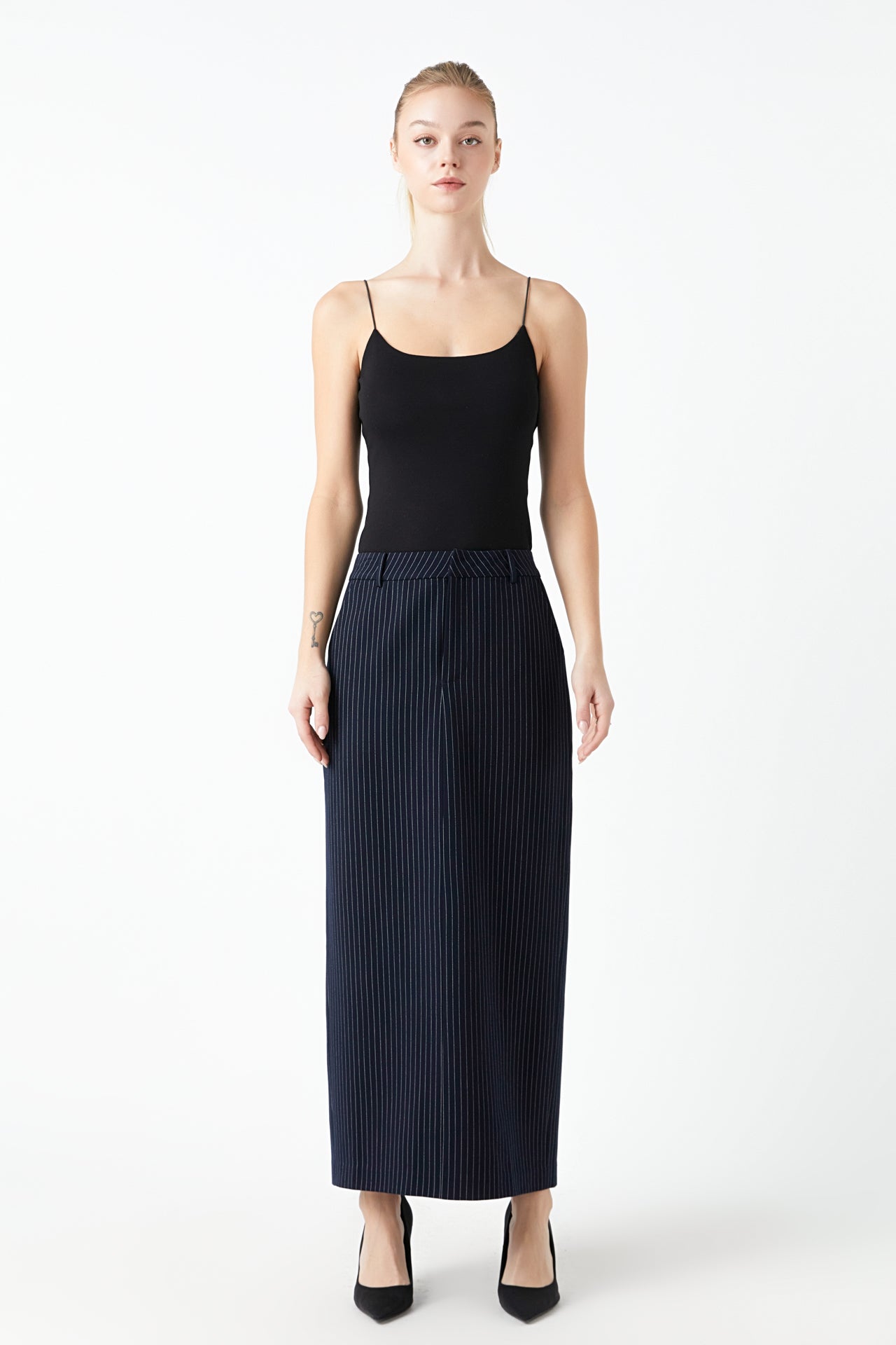 GREY LAB - Mid-Waisted Striped Maxi Skirt - SKIRTS available at Objectrare
