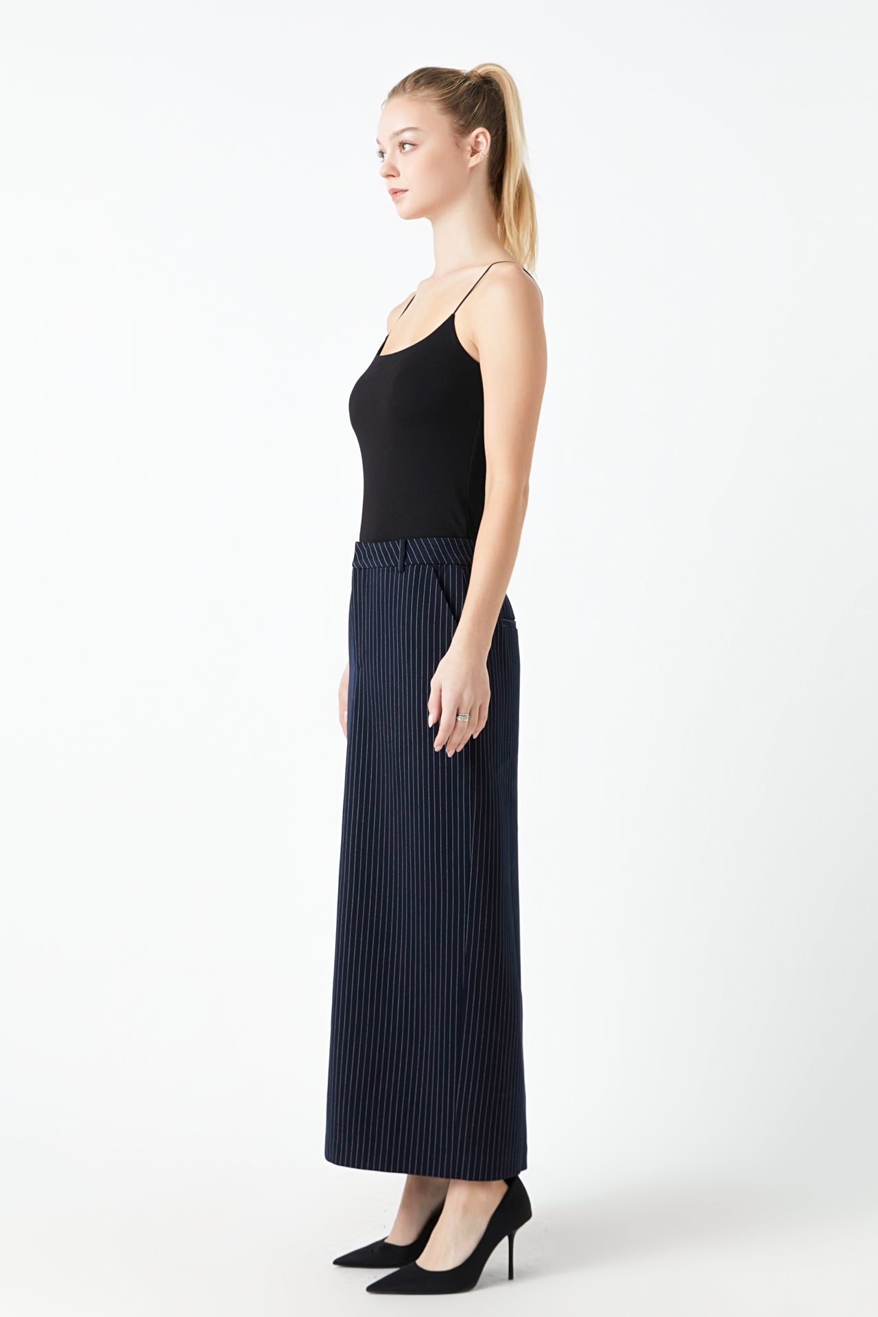 GREY LAB - Mid-Waisted Striped Maxi Skirt - SKIRTS available at Objectrare