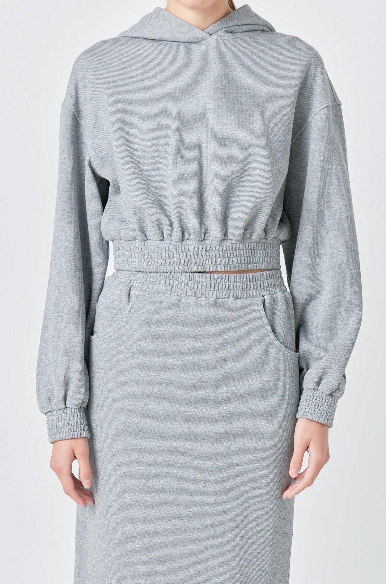 GREY LAB - French Terry Cropped Hoodie - HOODIES & SWEATSHIRTS available at Objectrare