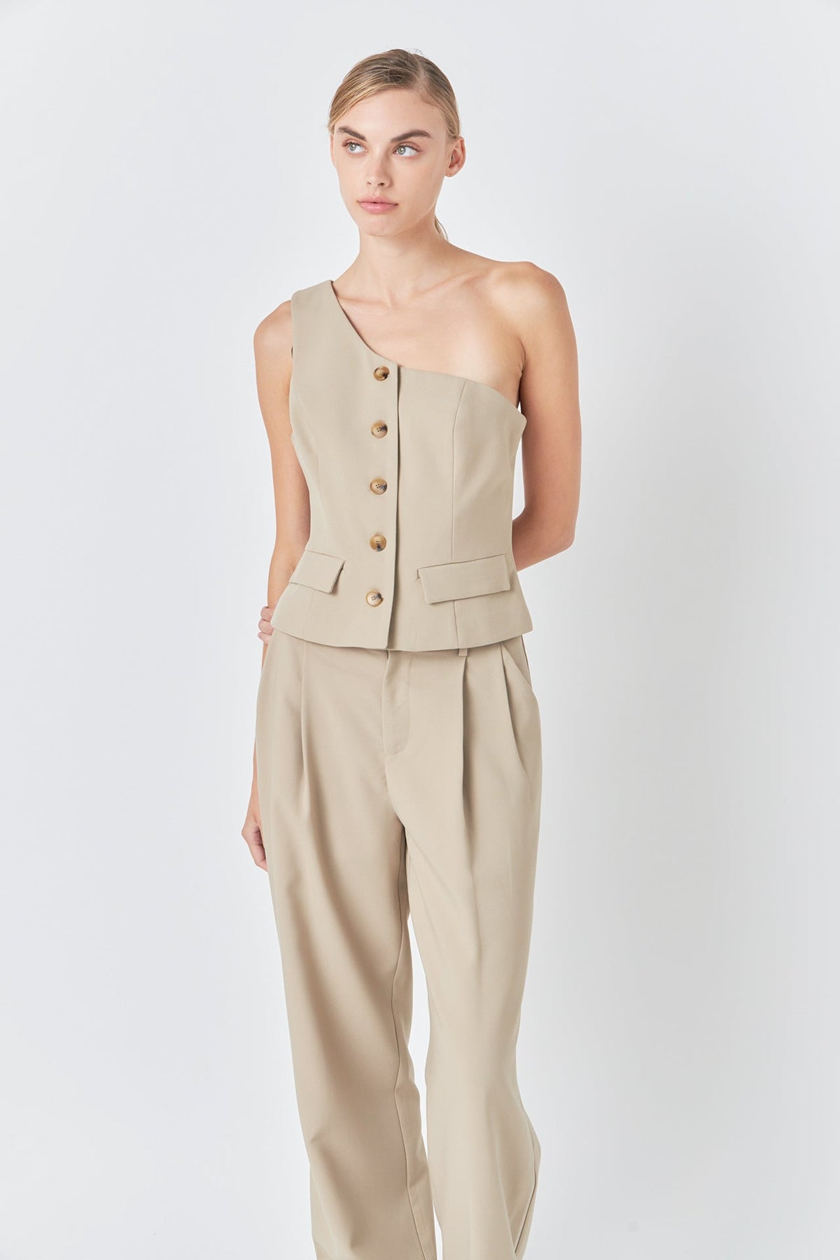 GREY LAB - Asymmetrical One Shoulder Vest - VESTS available at Objectrare