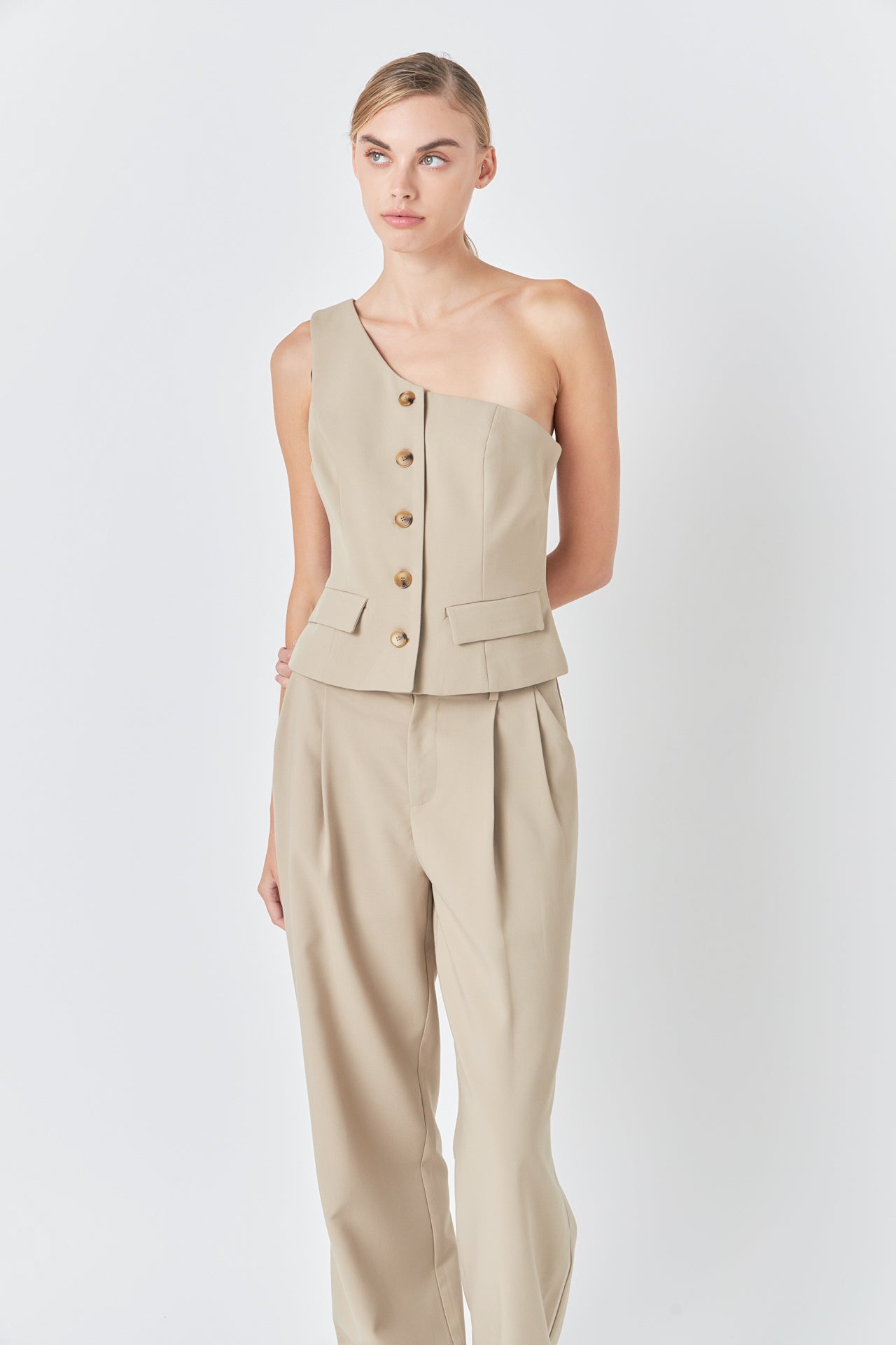GREY LAB - Asymmetrical One Shoulder Vest - VEST available at Objectrare