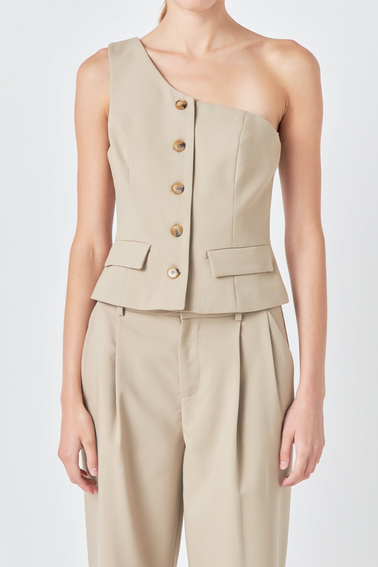 GREY LAB - Asymmetrical One Shoulder Vest - VEST available at Objectrare