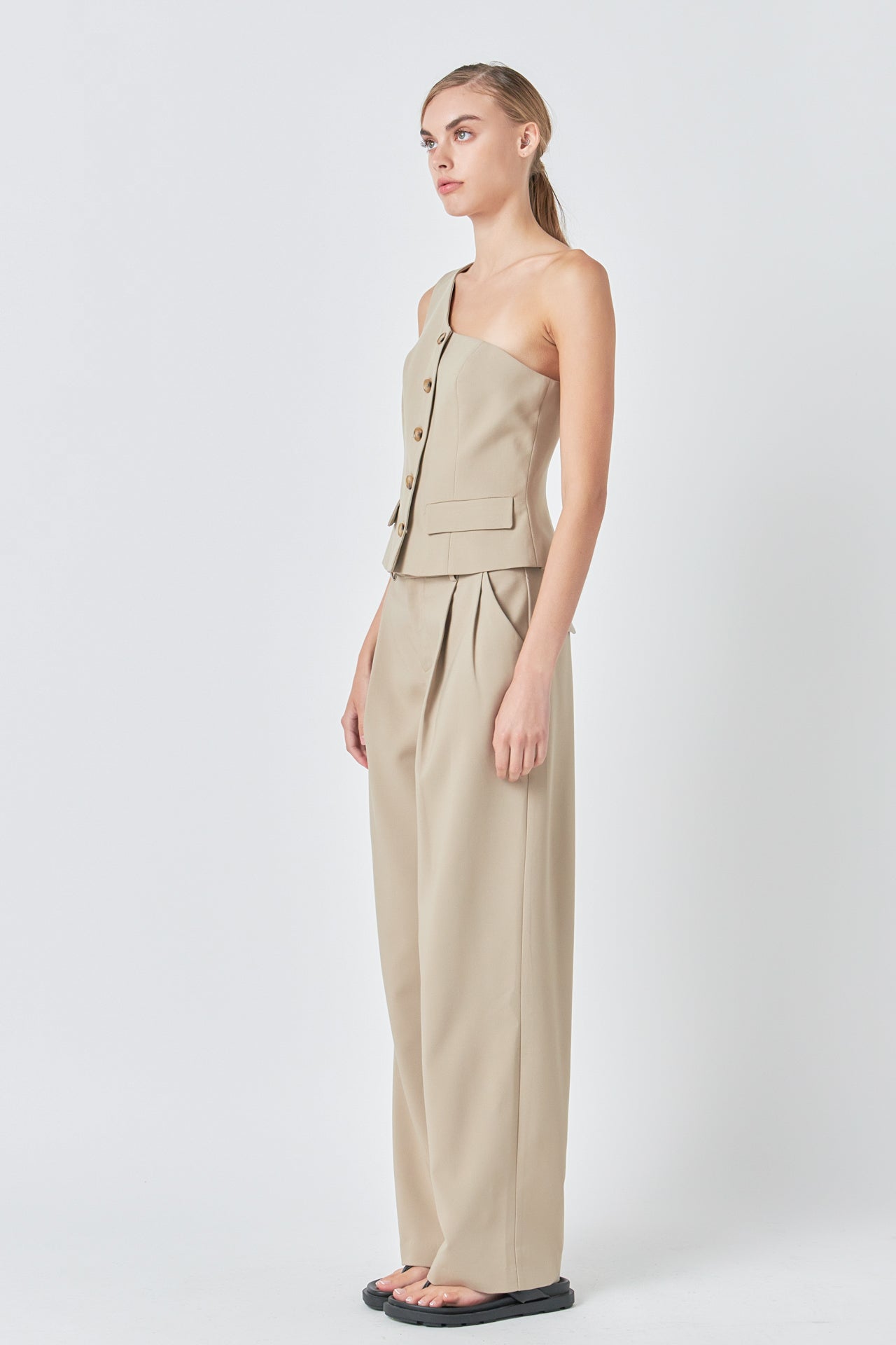 GREY LAB - Asymmetrical One Shoulder Vest - VEST available at Objectrare