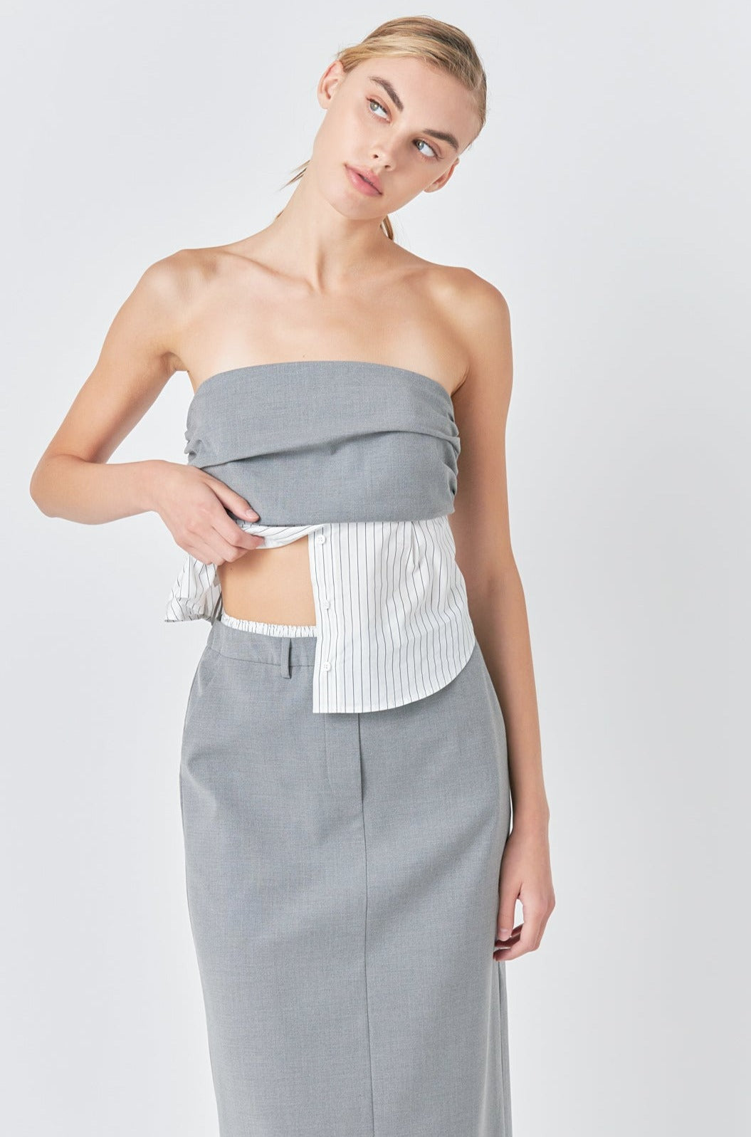 GREY LAB - Strapless Shirt Top - TOPS available at Objectrare