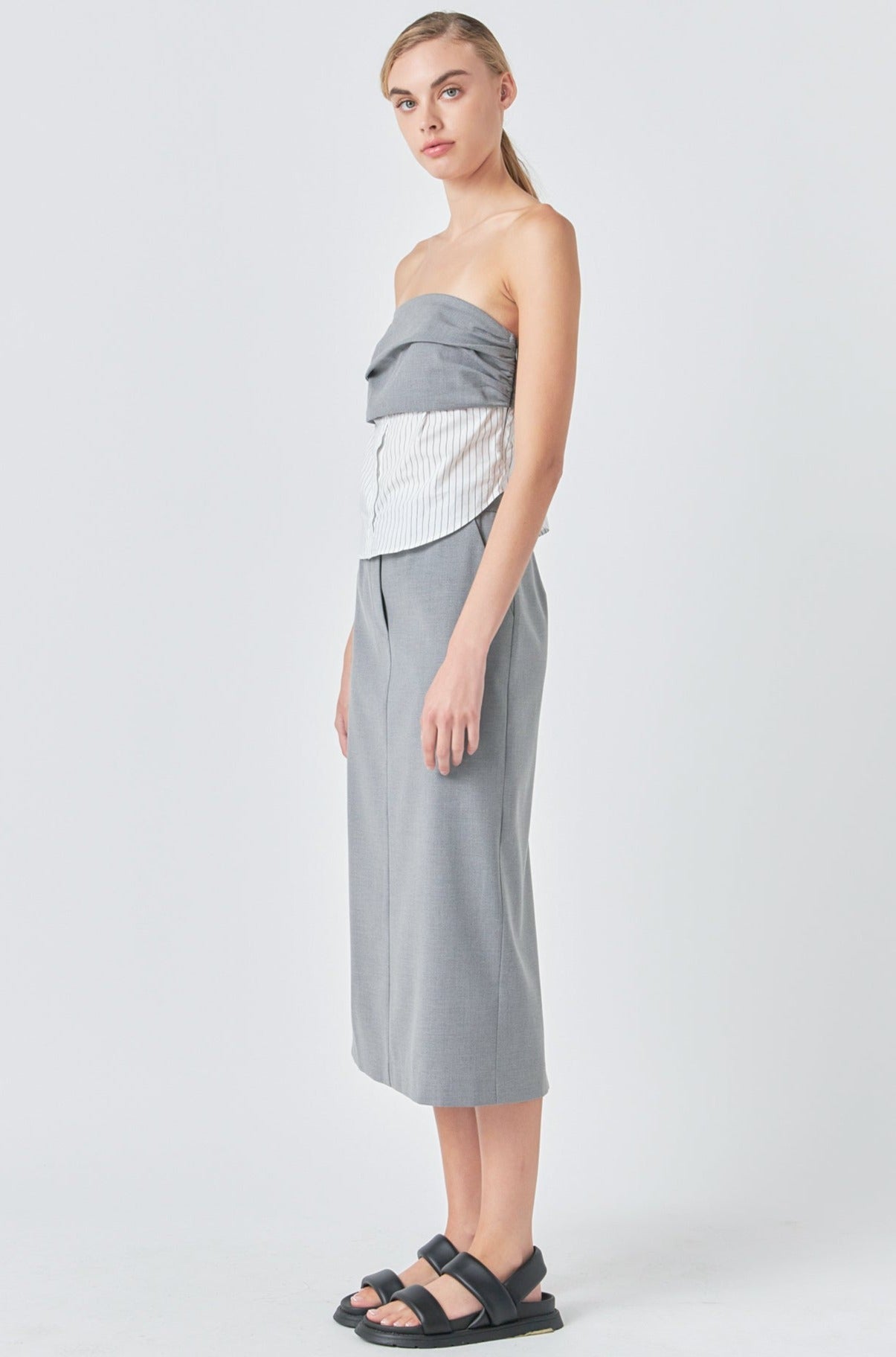 GREY LAB - Strapless Shirt Top - TOPS available at Objectrare