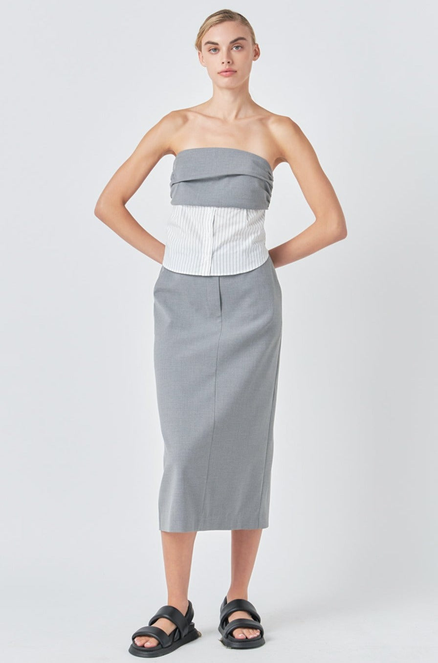 GREY LAB - Strapless Shirt Top - TOPS available at Objectrare