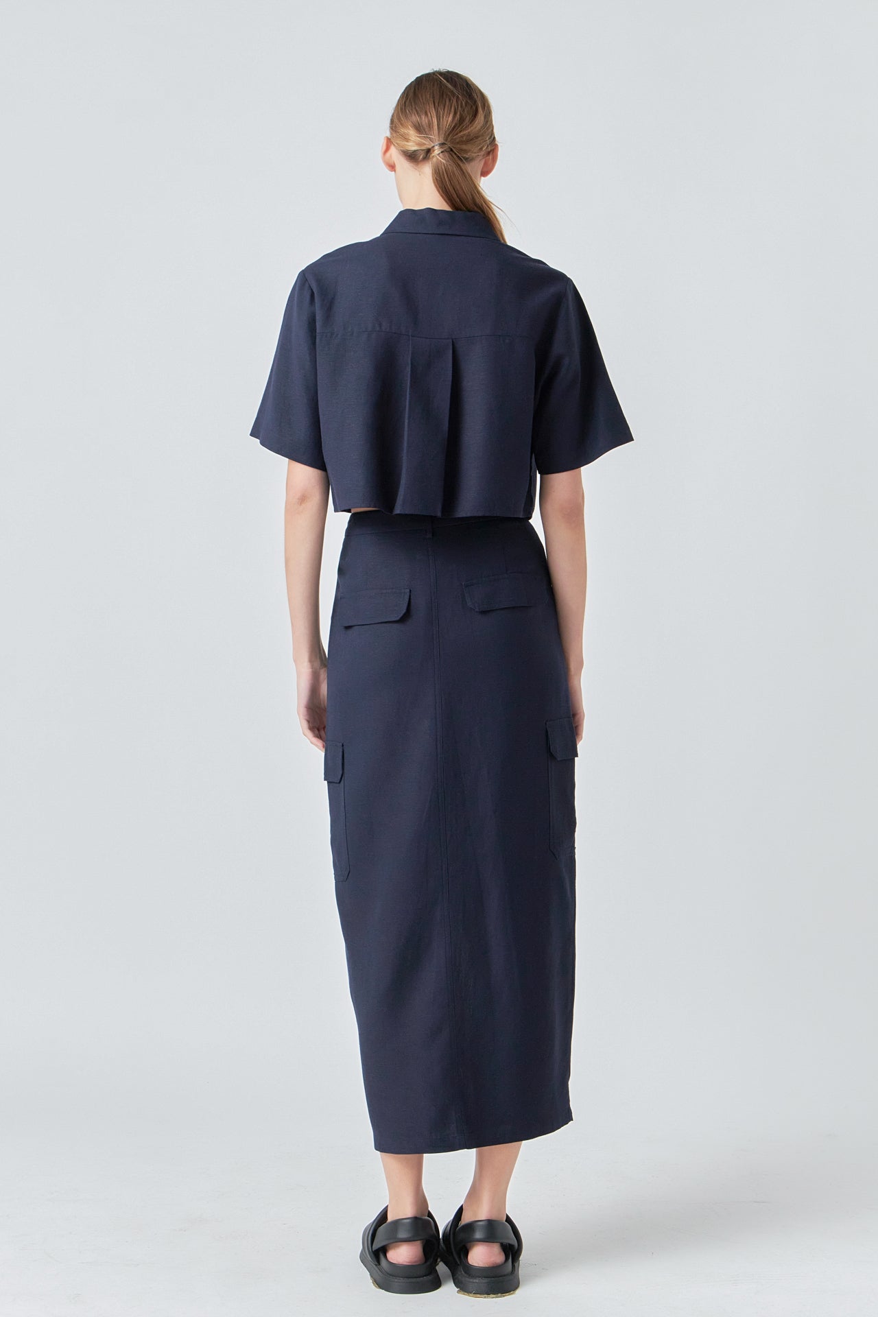 GREY LAB - Linen Cargo Slit Maxi Skirt - SKIRTS available at Objectrare