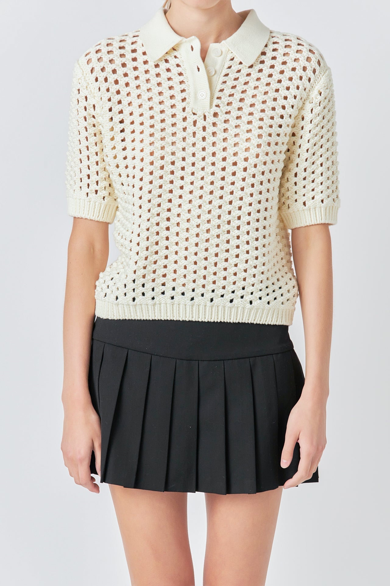 GREY LAB - Knit Mesh Shirt - TOPS available at Objectrare