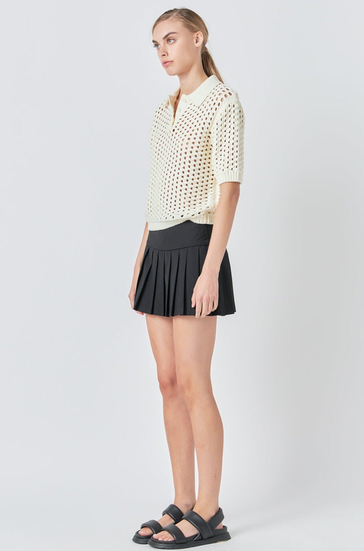 GREY LAB - Knit Mesh Shirt - TOPS available at Objectrare