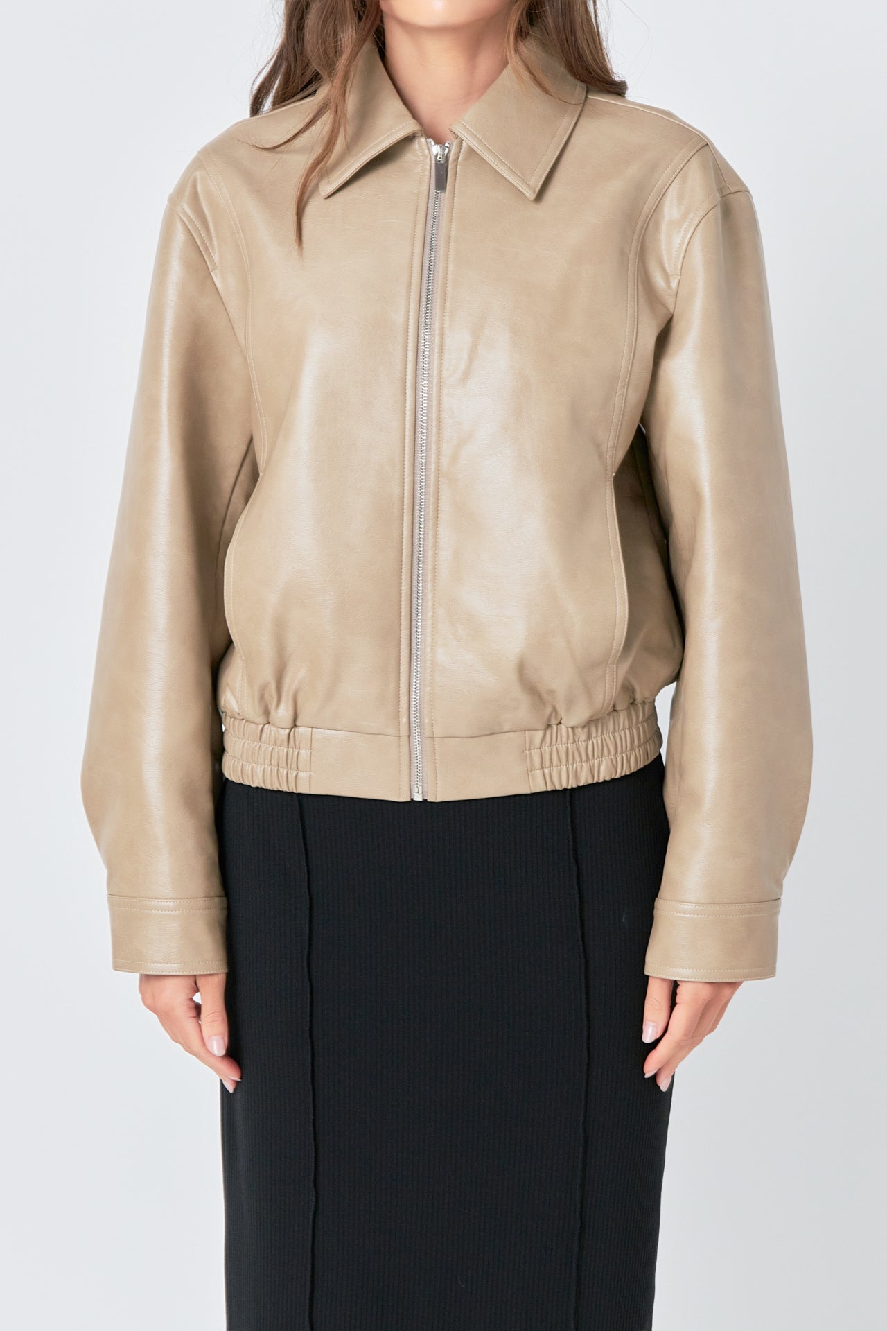 GREY LAB - Faux Leather Cropped Jacket - JACKETS available at Objectrare