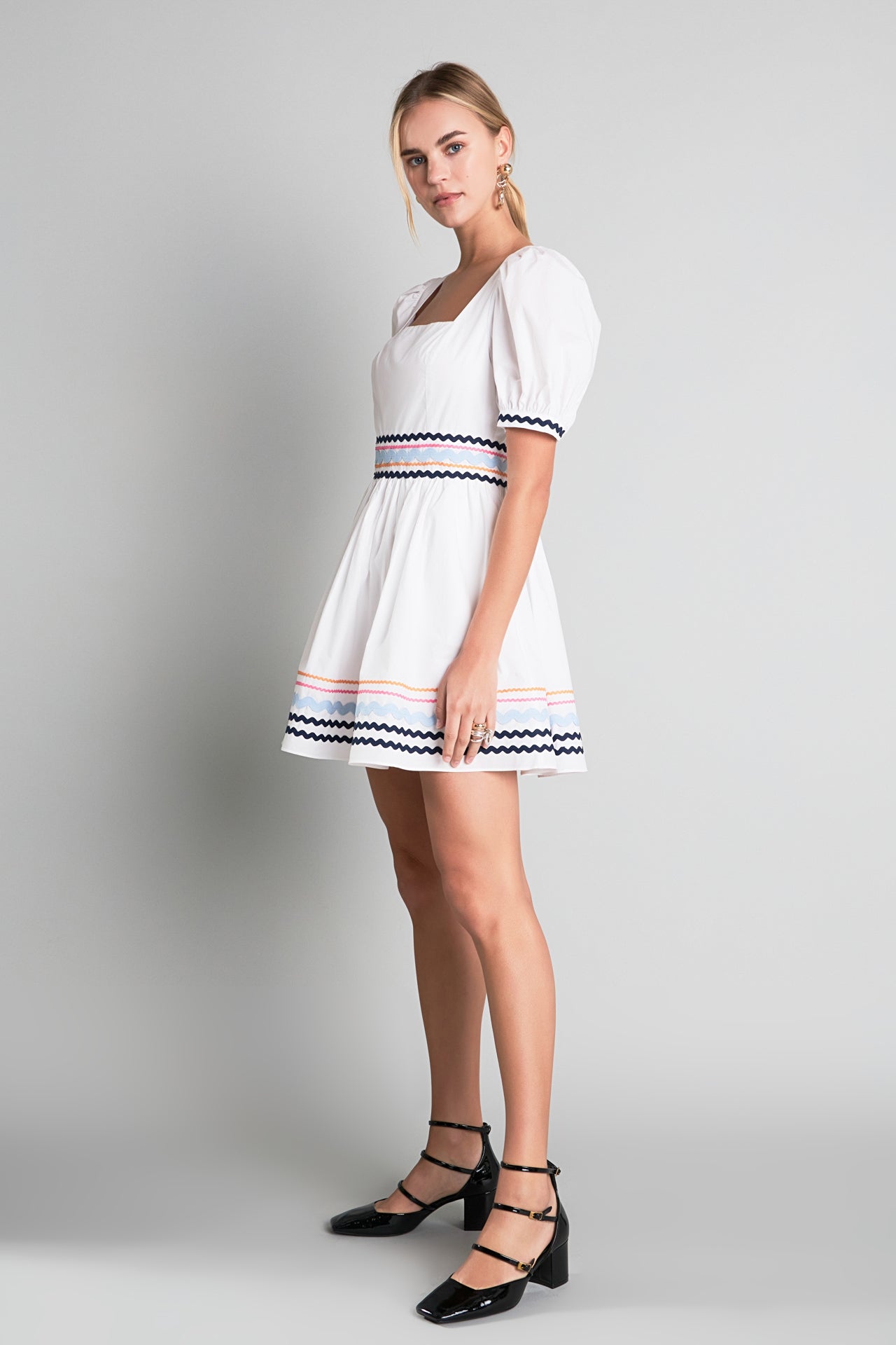 ENGLISH FACTORY - Poplin Mini Dress with Ric Rac Trim - DRESSES available at Objectrare