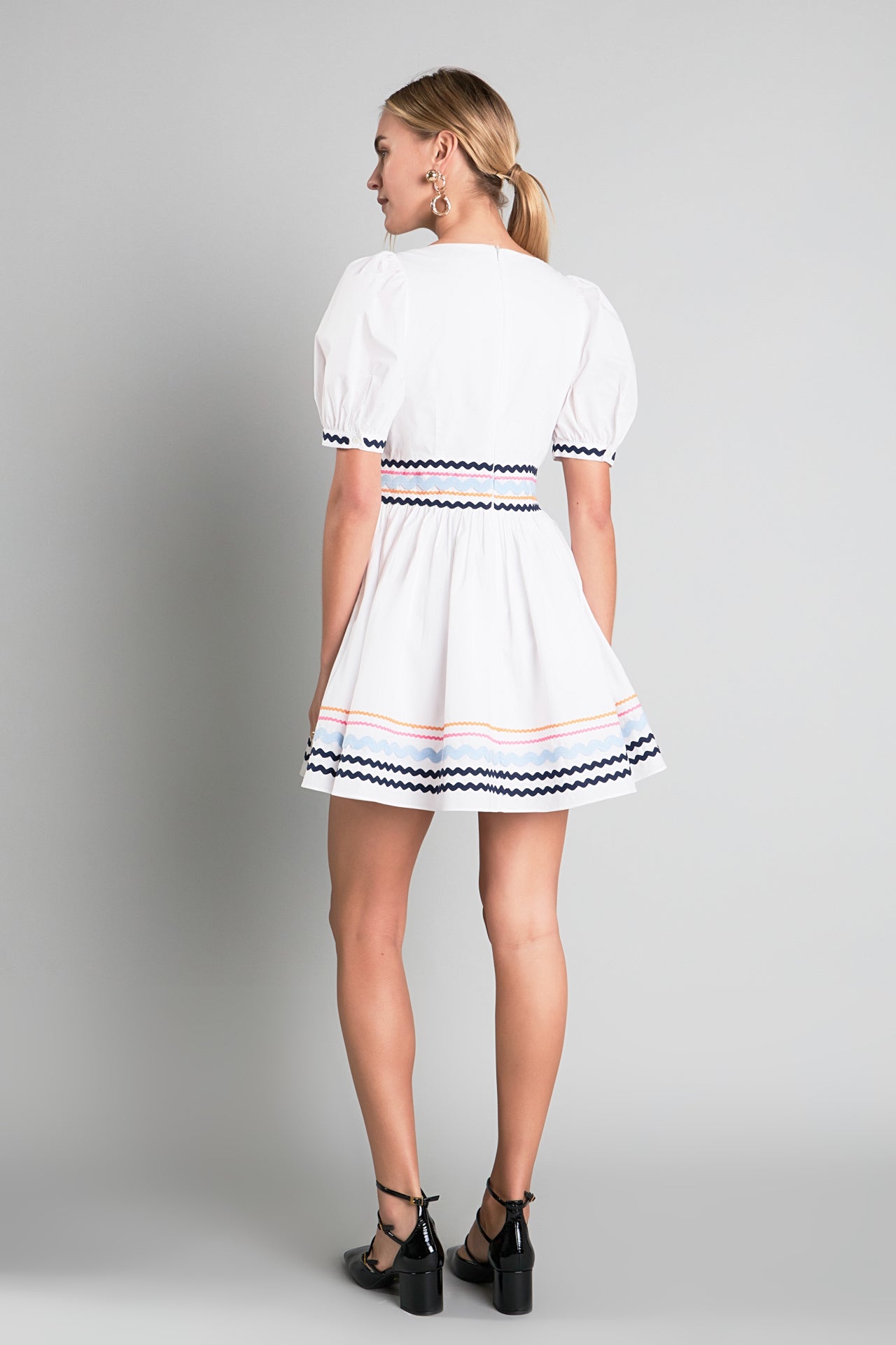 ENGLISH FACTORY - Poplin Mini Dress with Ric Rac Trim - DRESSES available at Objectrare