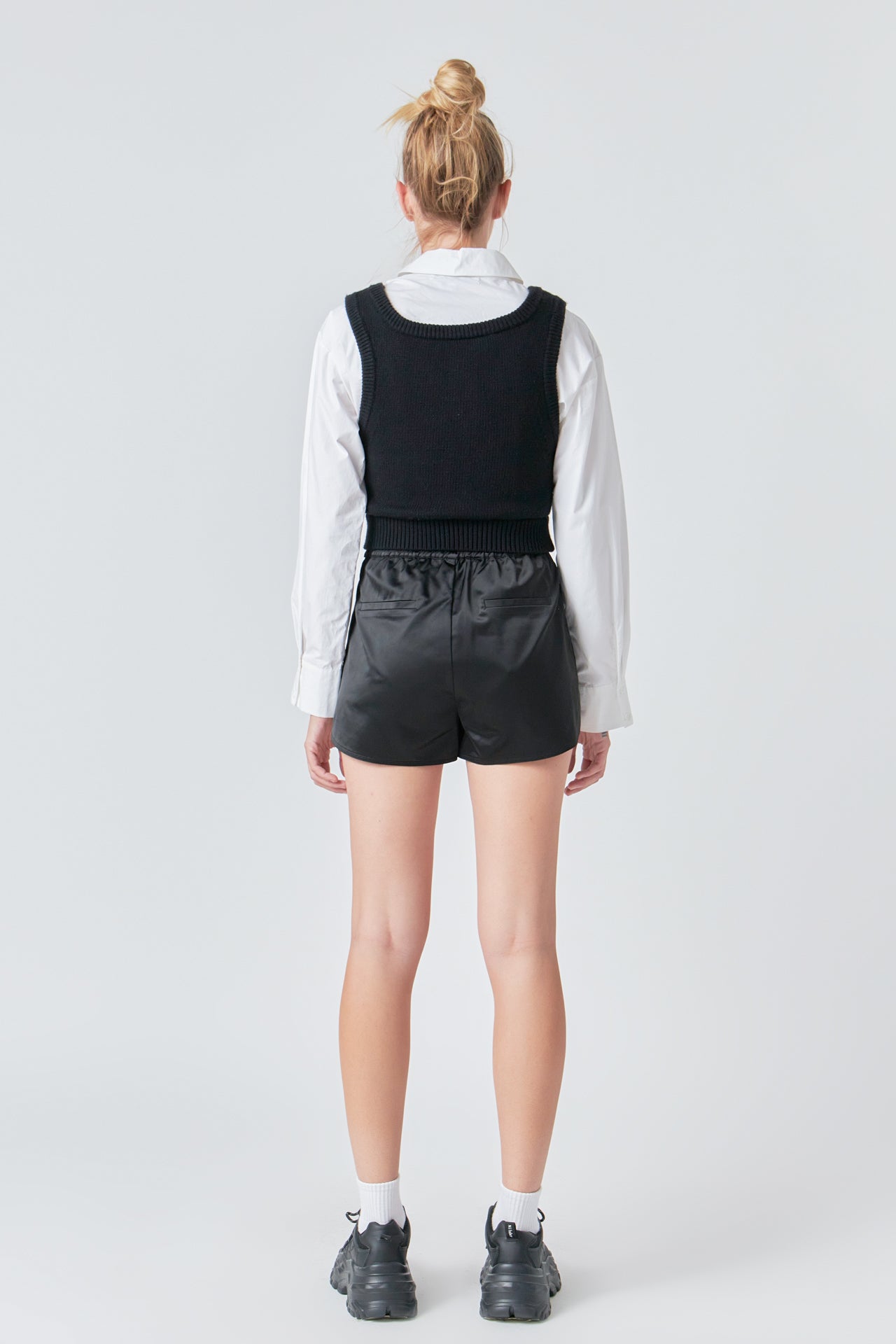 GREY LAB - Cropped Knit Top Over Shirt - SHIRTS & BLOUSES available at Objectrare