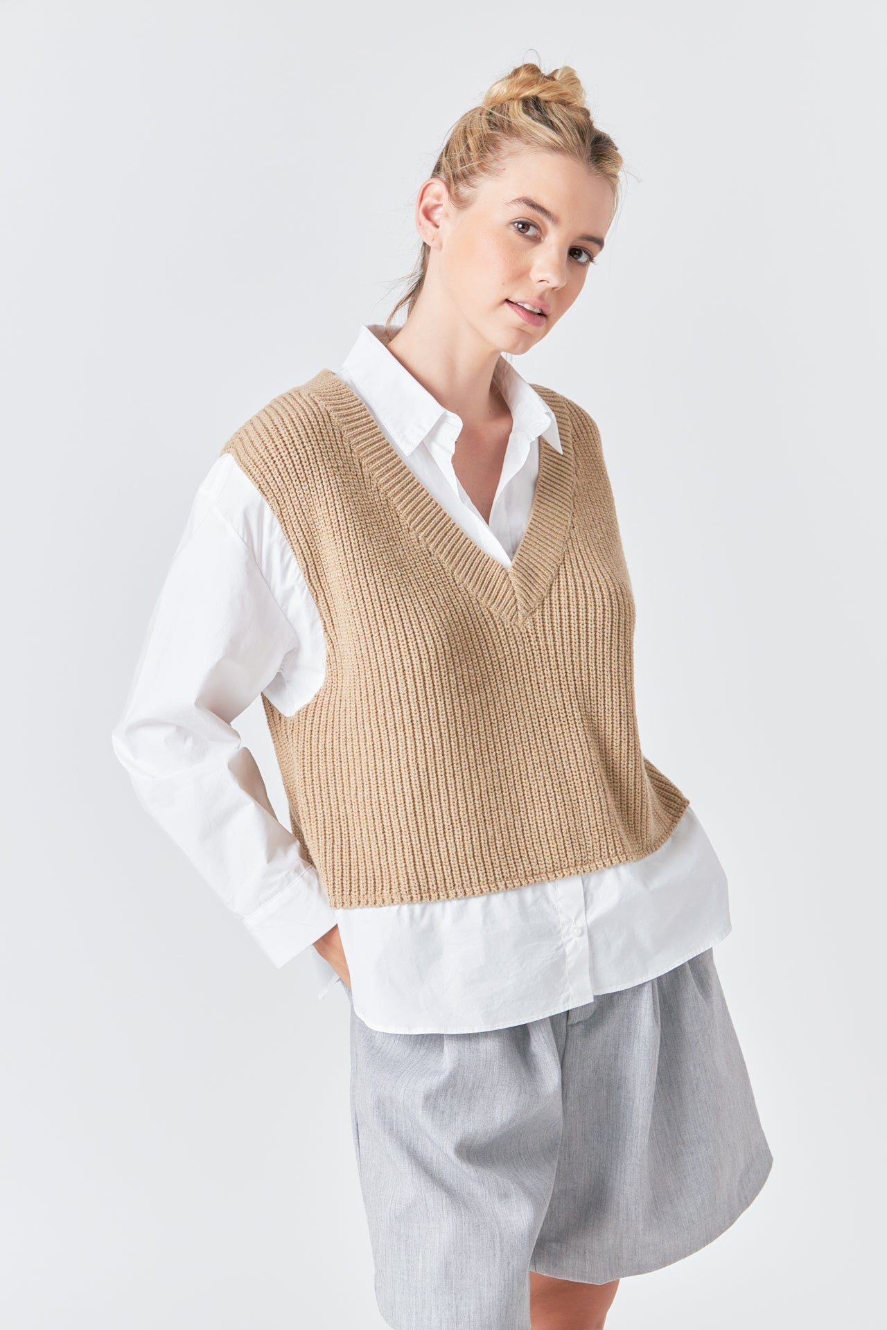 GREY LAB - Sweater Over Shirt - SHIRTS & BLOUSES available at Objectrare