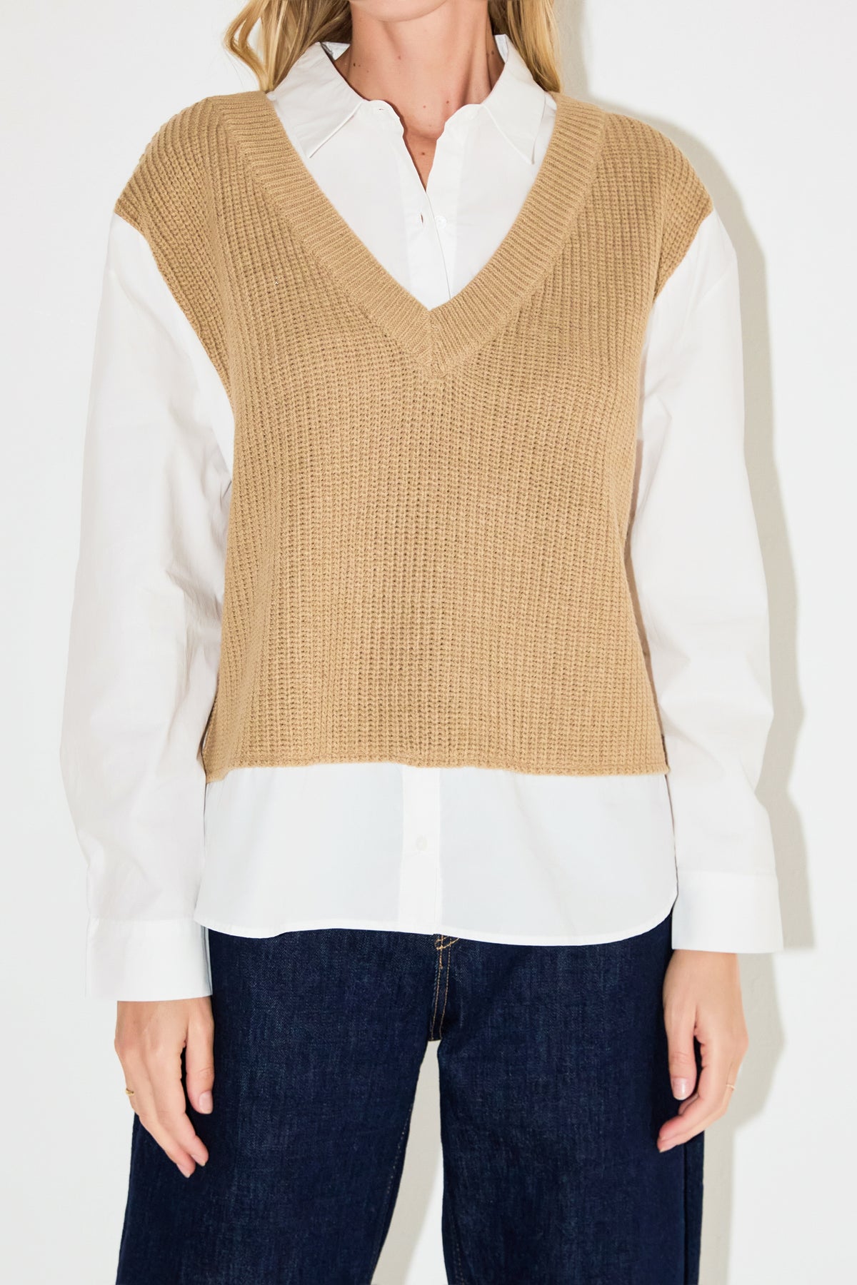 GREY LAB - Sweater Over Shirt - SHIRTS & BLOUSES available at Objectrare