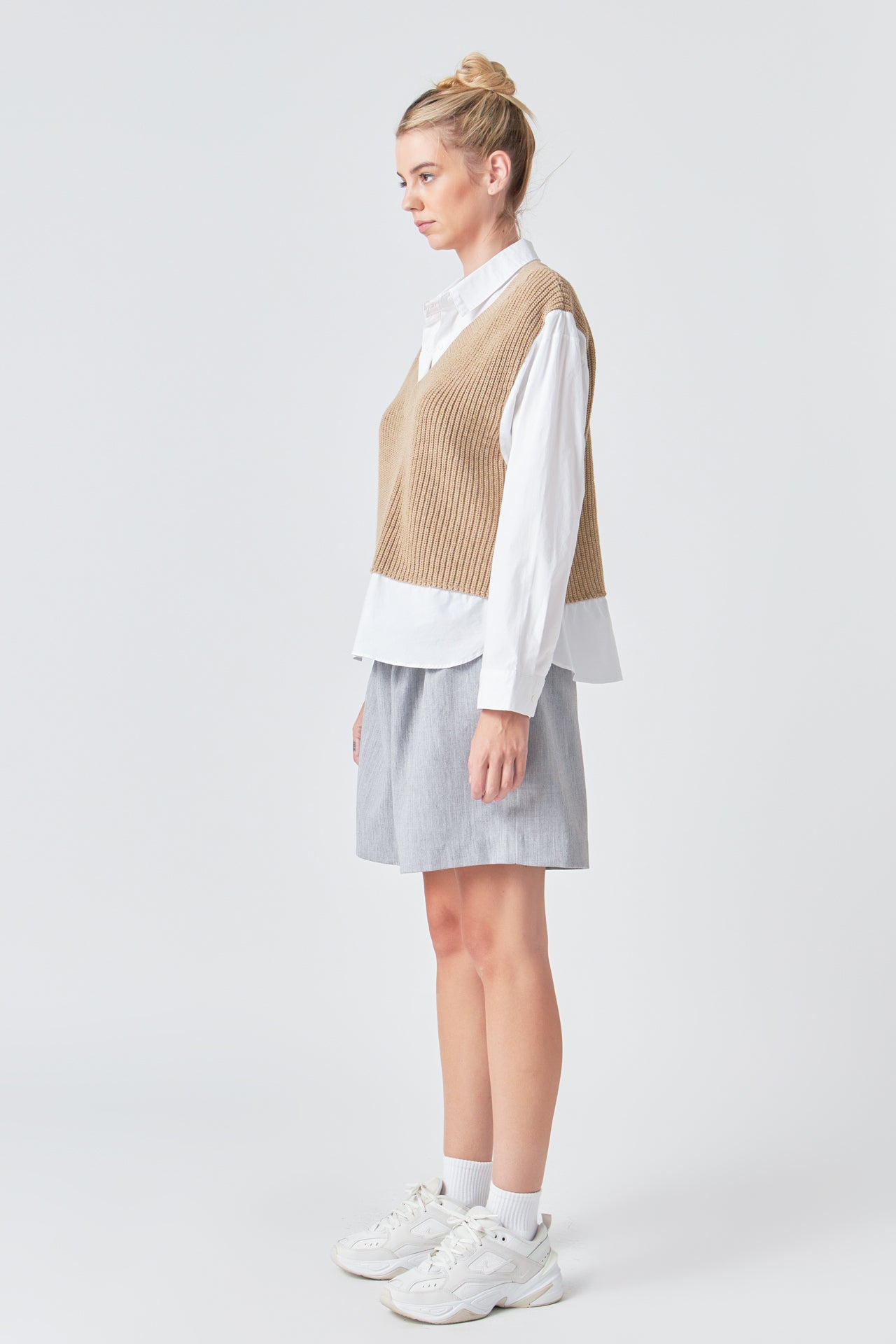 GREY LAB - Sweater Over Shirt - TOPS available at Objectrare
