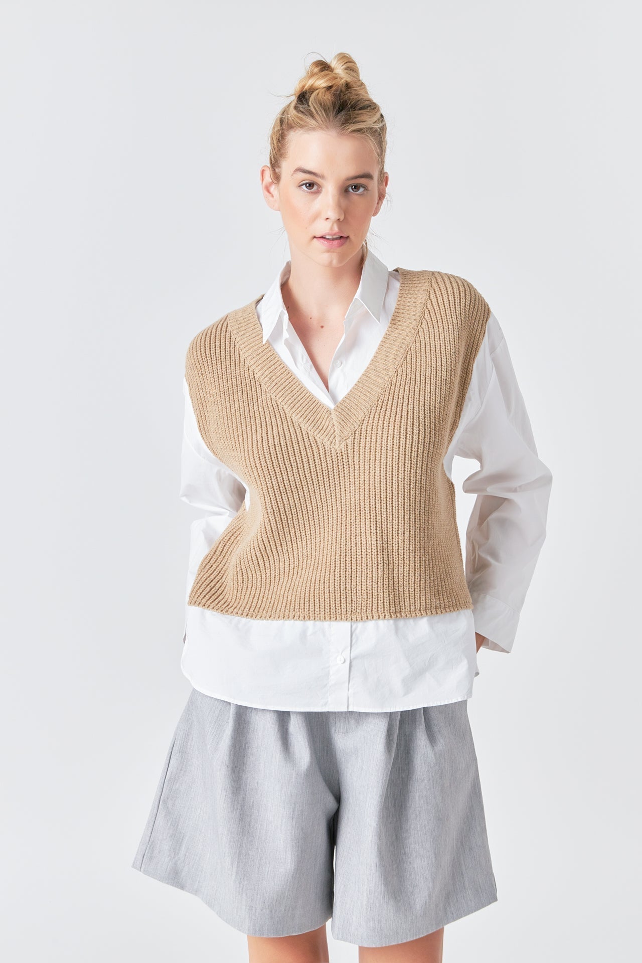 GREY LAB - Sweater Over Shirt - SHIRTS & BLOUSES available at Objectrare