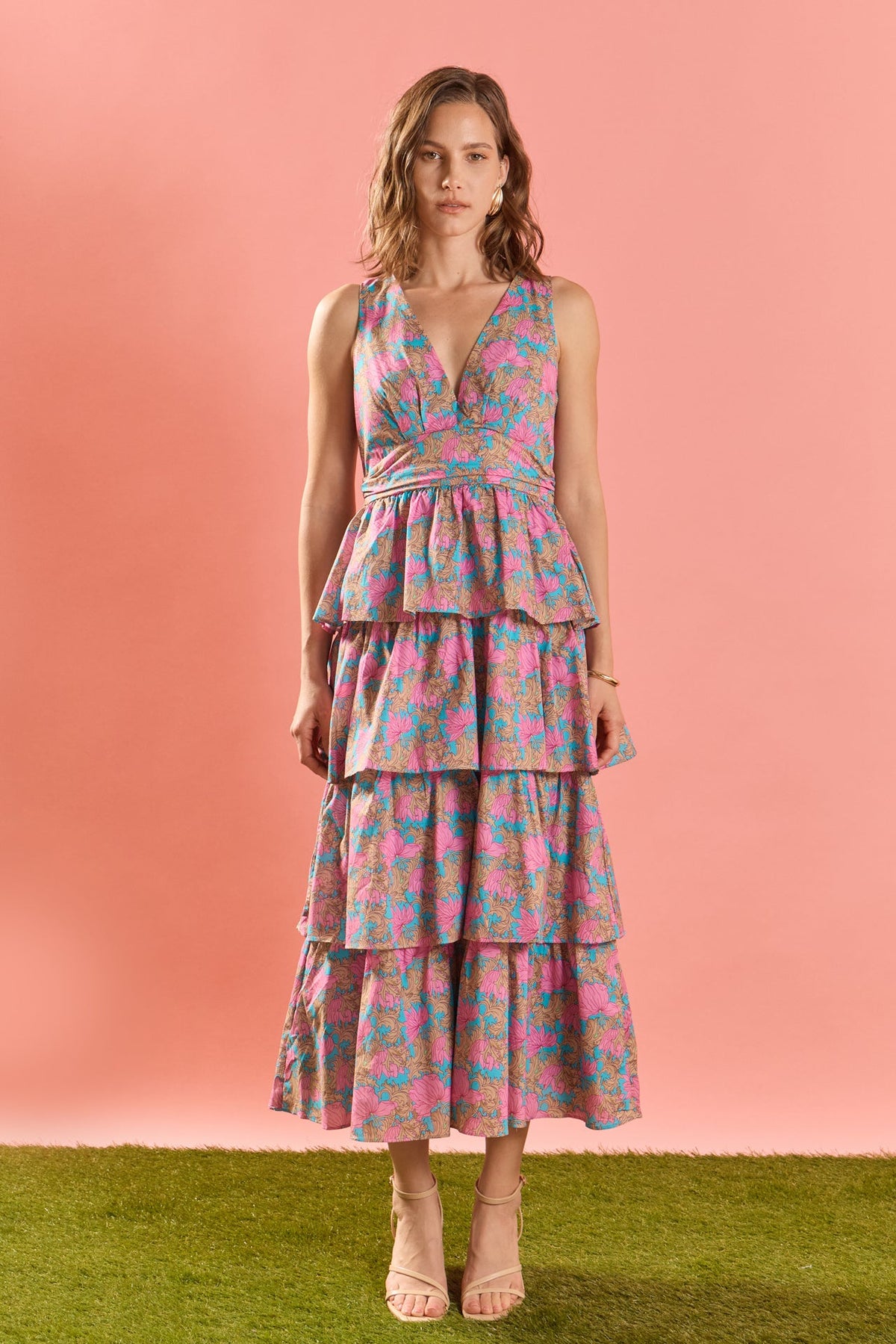 ENGLISH FACTORY - Deep V-Neck Tiered Maxi Dress - DRESSES available at Objectrare