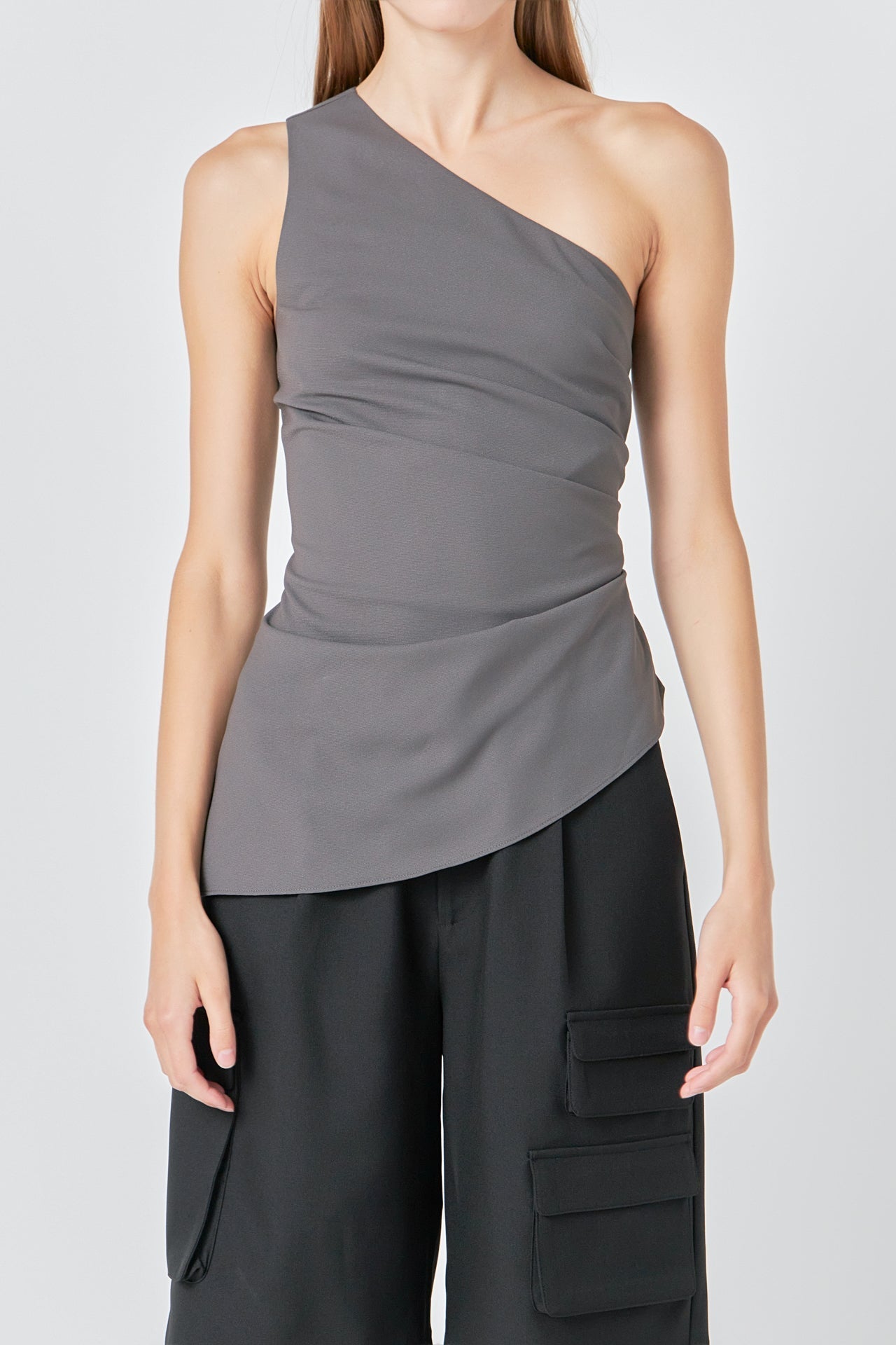 GREY LAB - One Shoulder Ruched Top - TOPS available at Objectrare