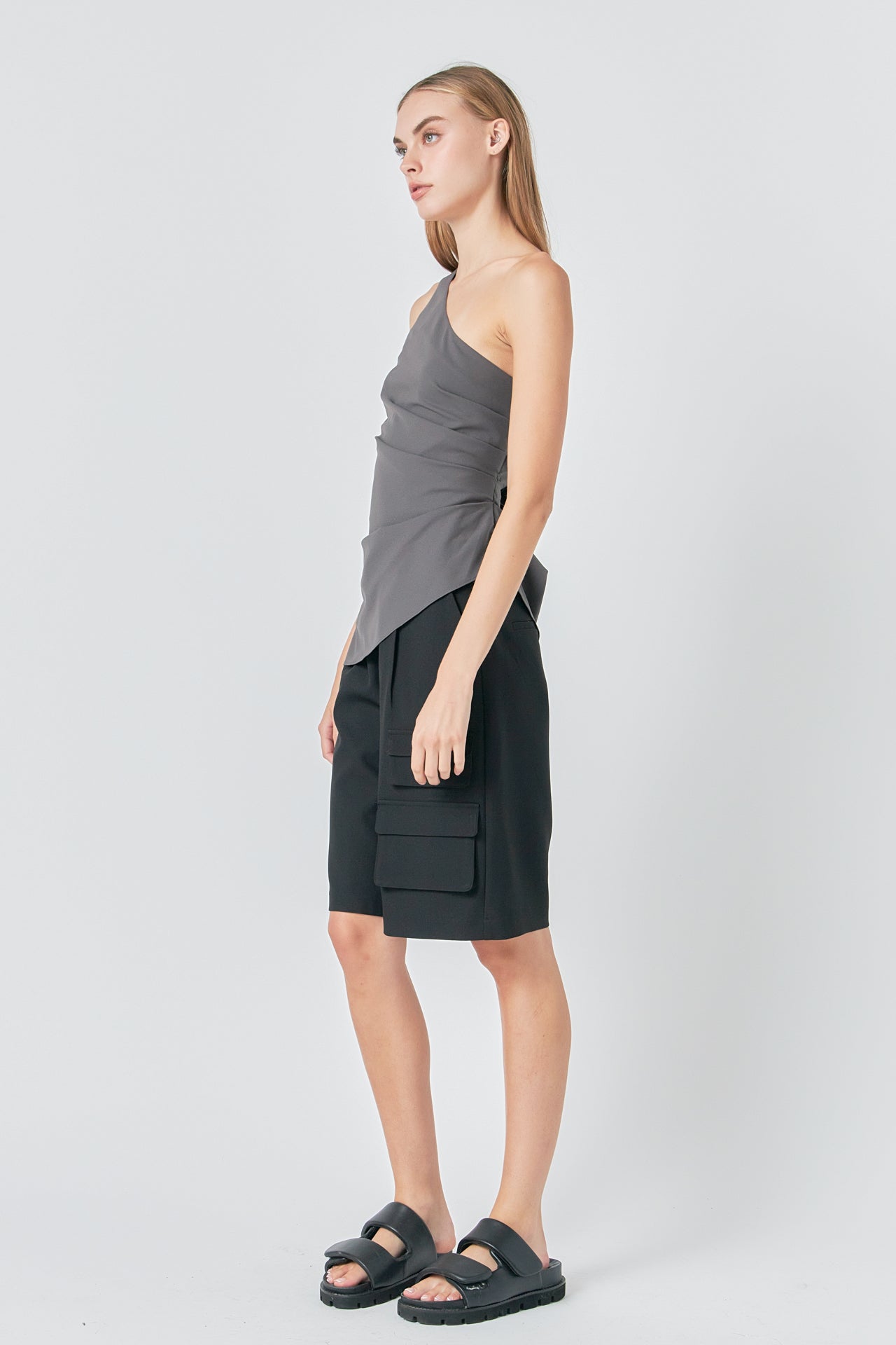 GREY LAB - One Shoulder Ruched Top - TOPS available at Objectrare