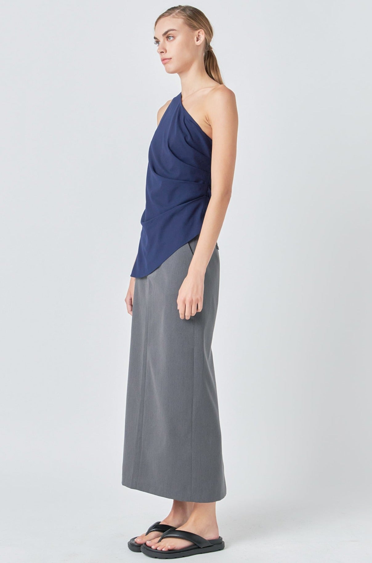 GREY LAB - One Shoulder Ruched Top - TOPS available at Objectrare
