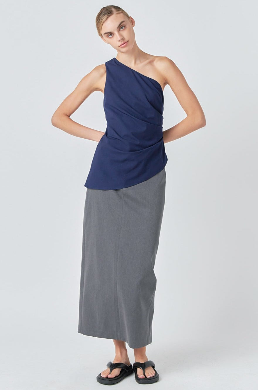 GREY LAB - One Shoulder Ruched Top - TOPS available at Objectrare