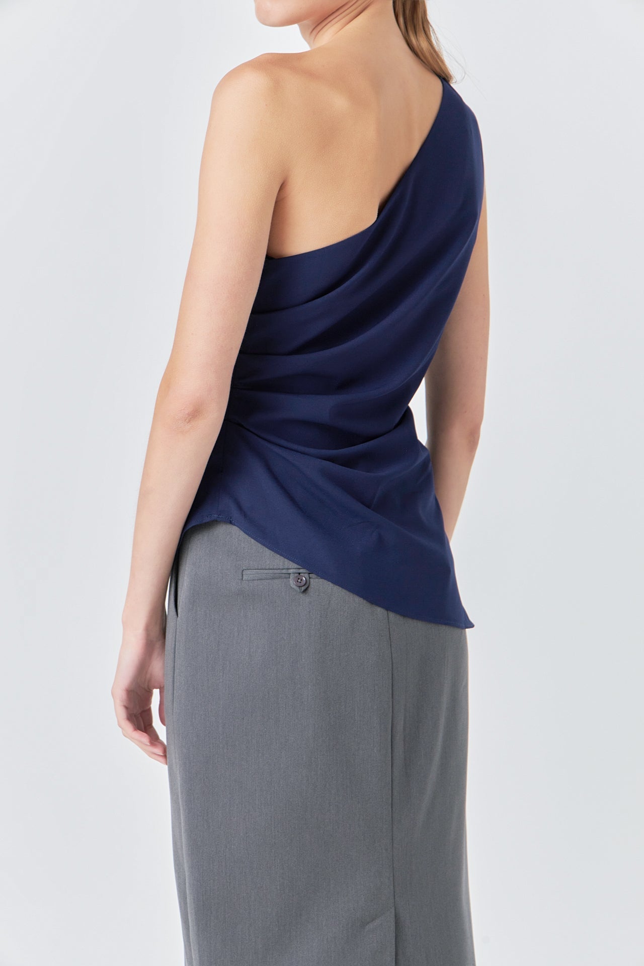 GREY LAB - One Shoulder Ruched Top - TOPS available at Objectrare