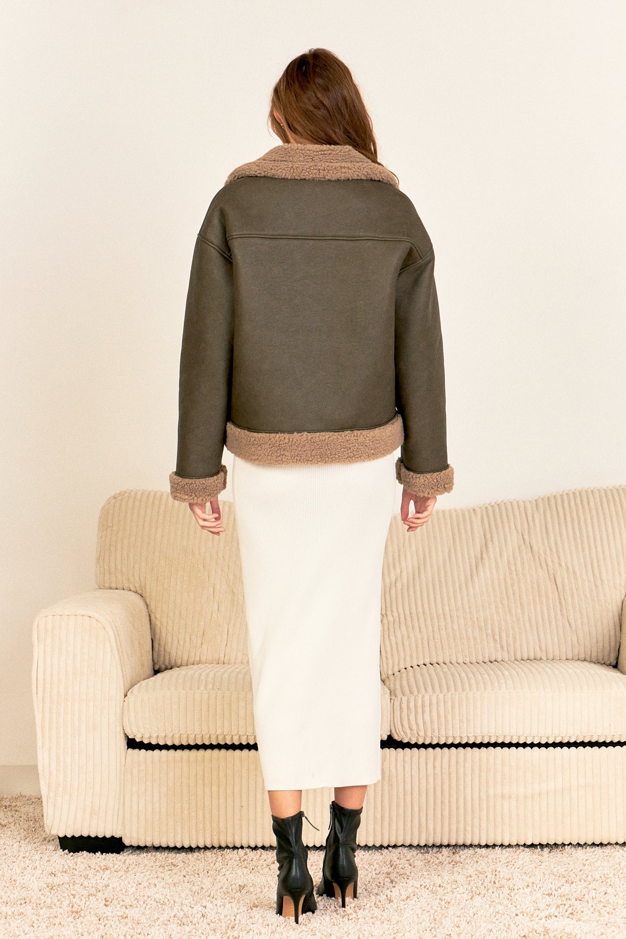 ENDLESS ROSE - Faux Leather Jacket with Sherpa Lining - OUTERWEAR available at Objectrare