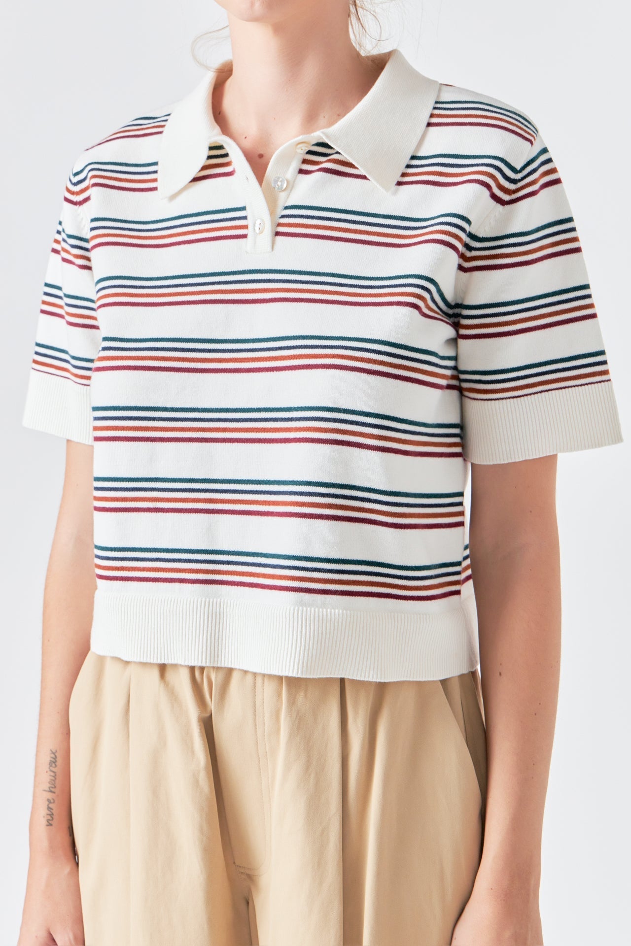 GREY LAB - Striped Polo Knit Shirt - SHIRTS & BLOUSES available at Objectrare