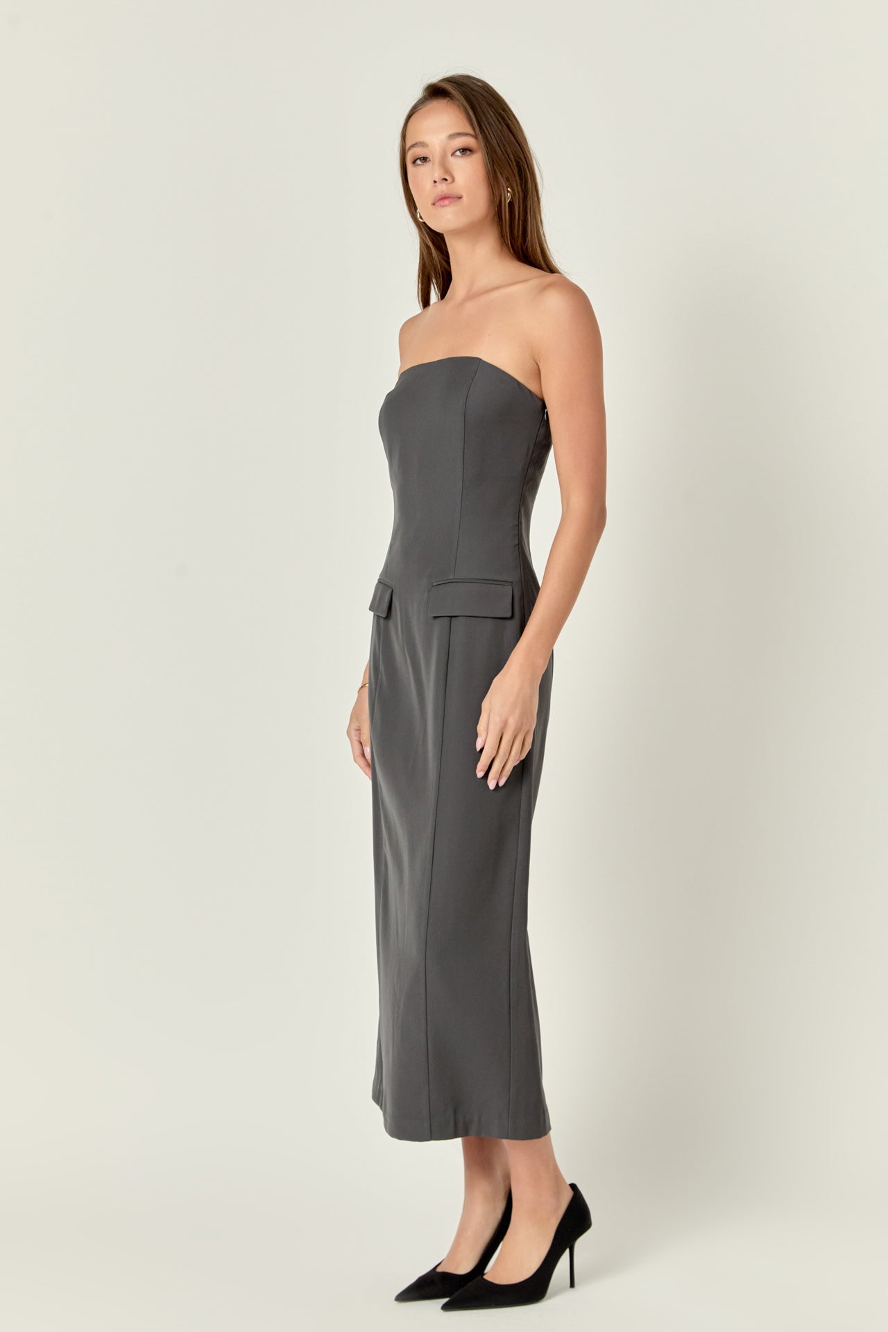 ENDLESS ROSE - Strapless Column Maxi Dress - DRESSES available at Objectrare