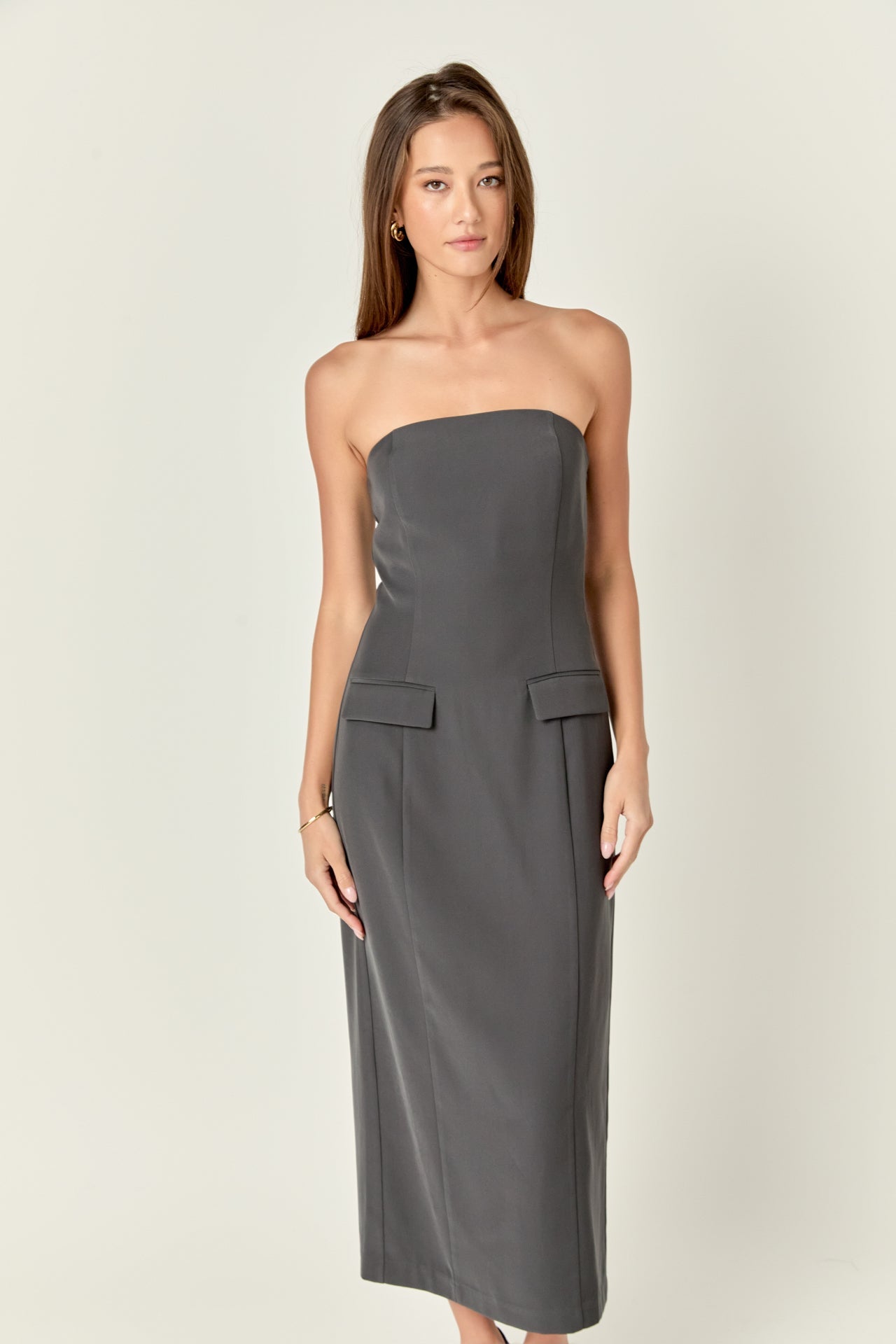 ENDLESS ROSE - Strapless Column Maxi Dress - DRESSES available at Objectrare