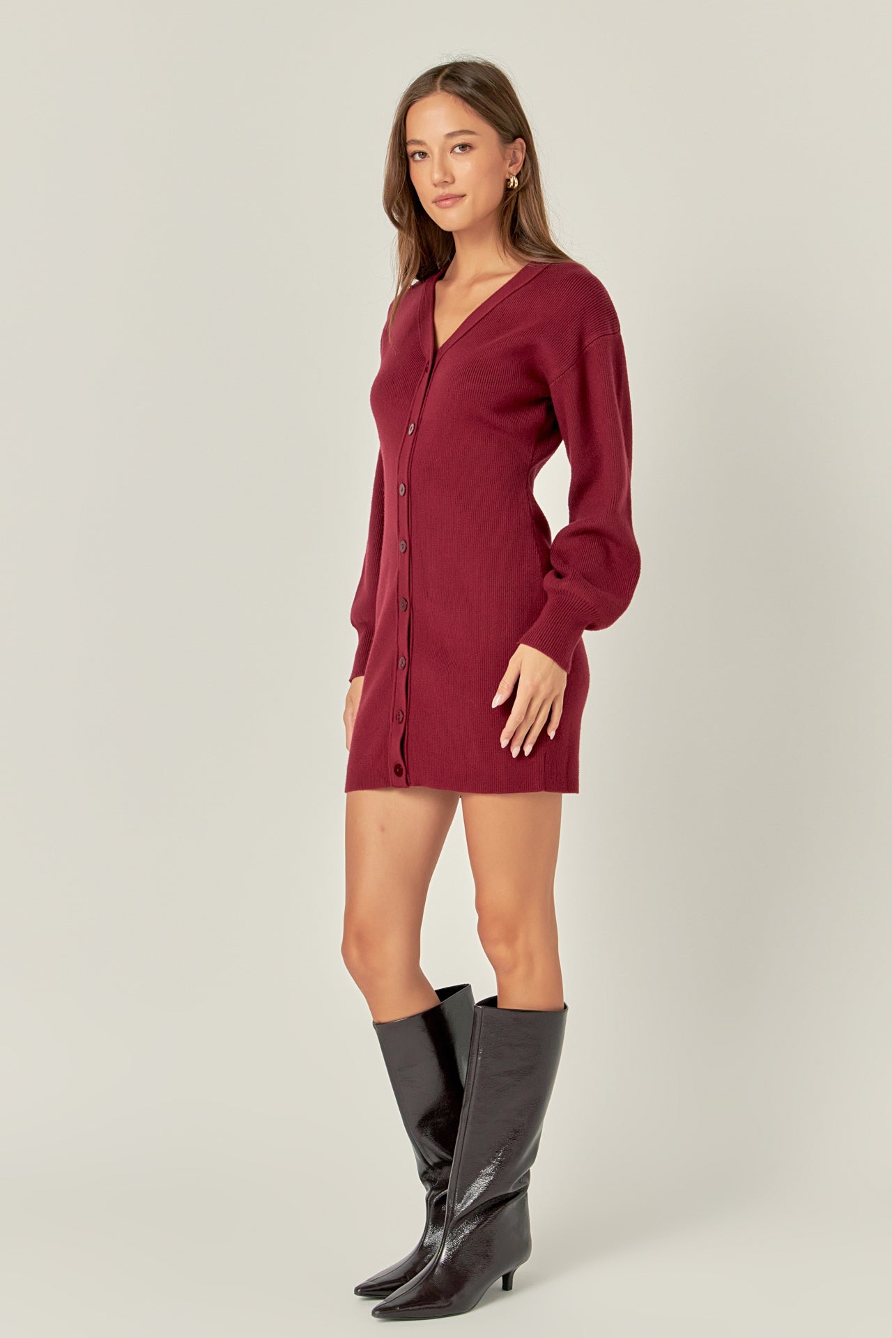 ENGLISH FACTORY - V-Neck Cardigan Mini Knit Dress - DRESSES available at Objectrare