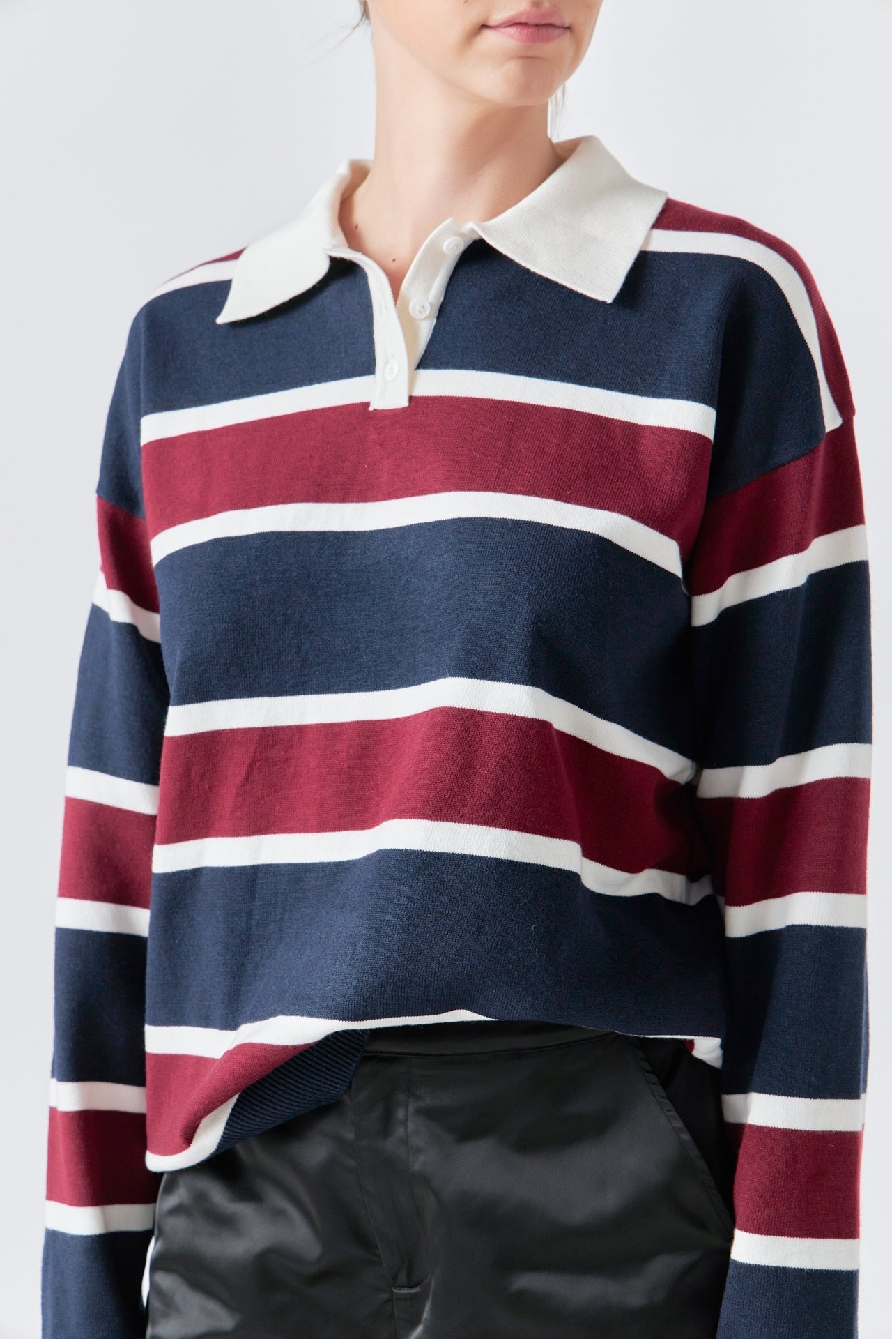 GREY LAB - Striped Polo Knit Shirt - SWEATERS & KNITS available at Objectrare